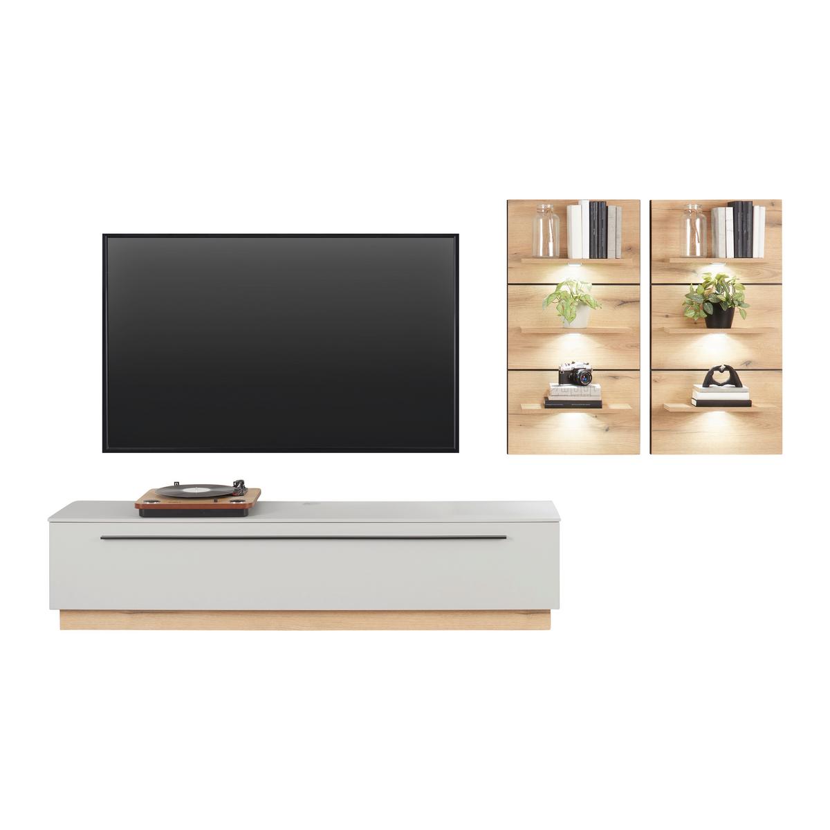 Comodă TV MATEO - cașmir/culoare lemn stejar, Modern, material pe bază de lemn (180/41/40cm) - Modern Living