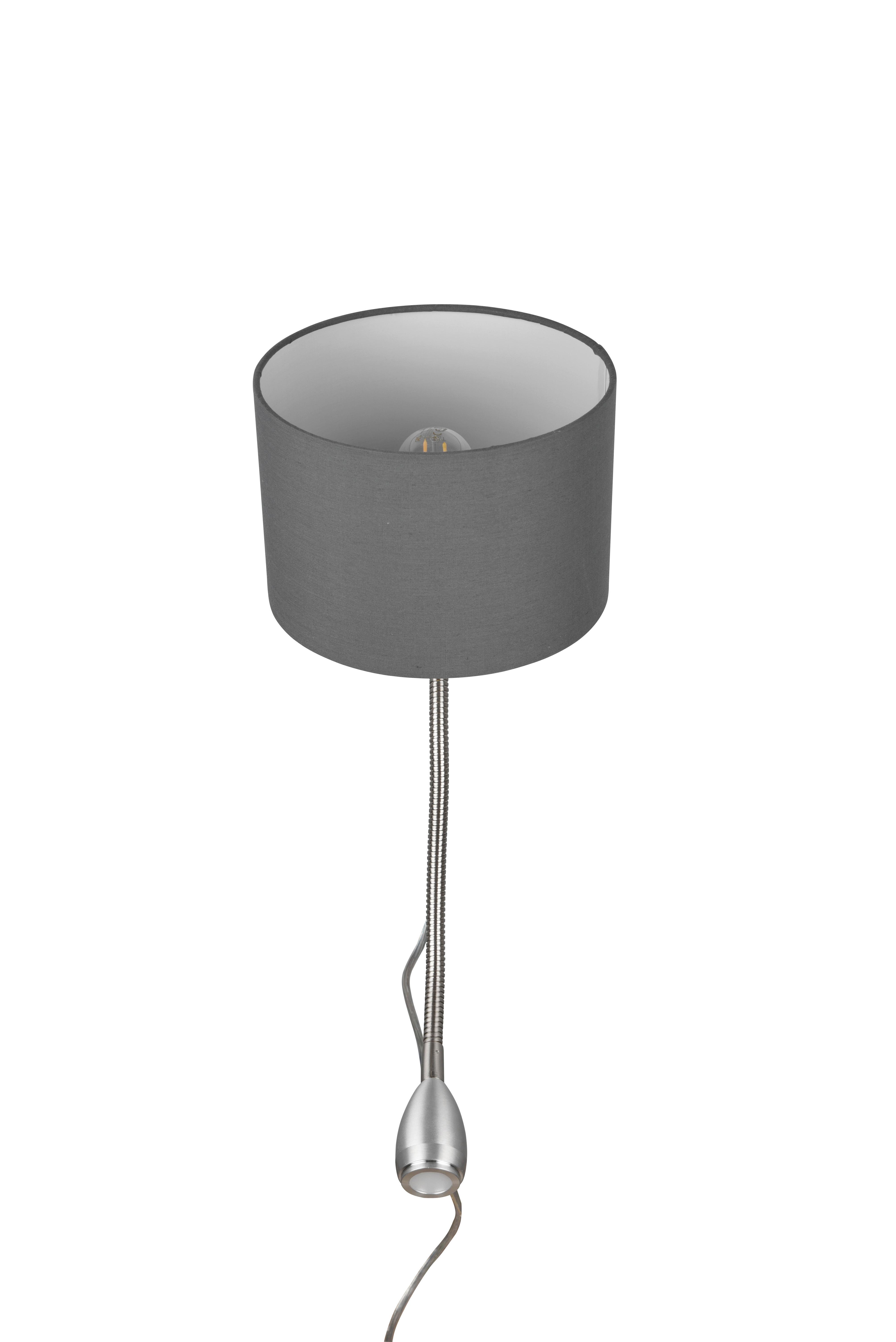 Wandleuchte Hotel in Grau/Nickel max. 3,1 Watt - Grau/Nickelfarben, Design, Textil/Metall (20/23cm) - Trio Leuchten