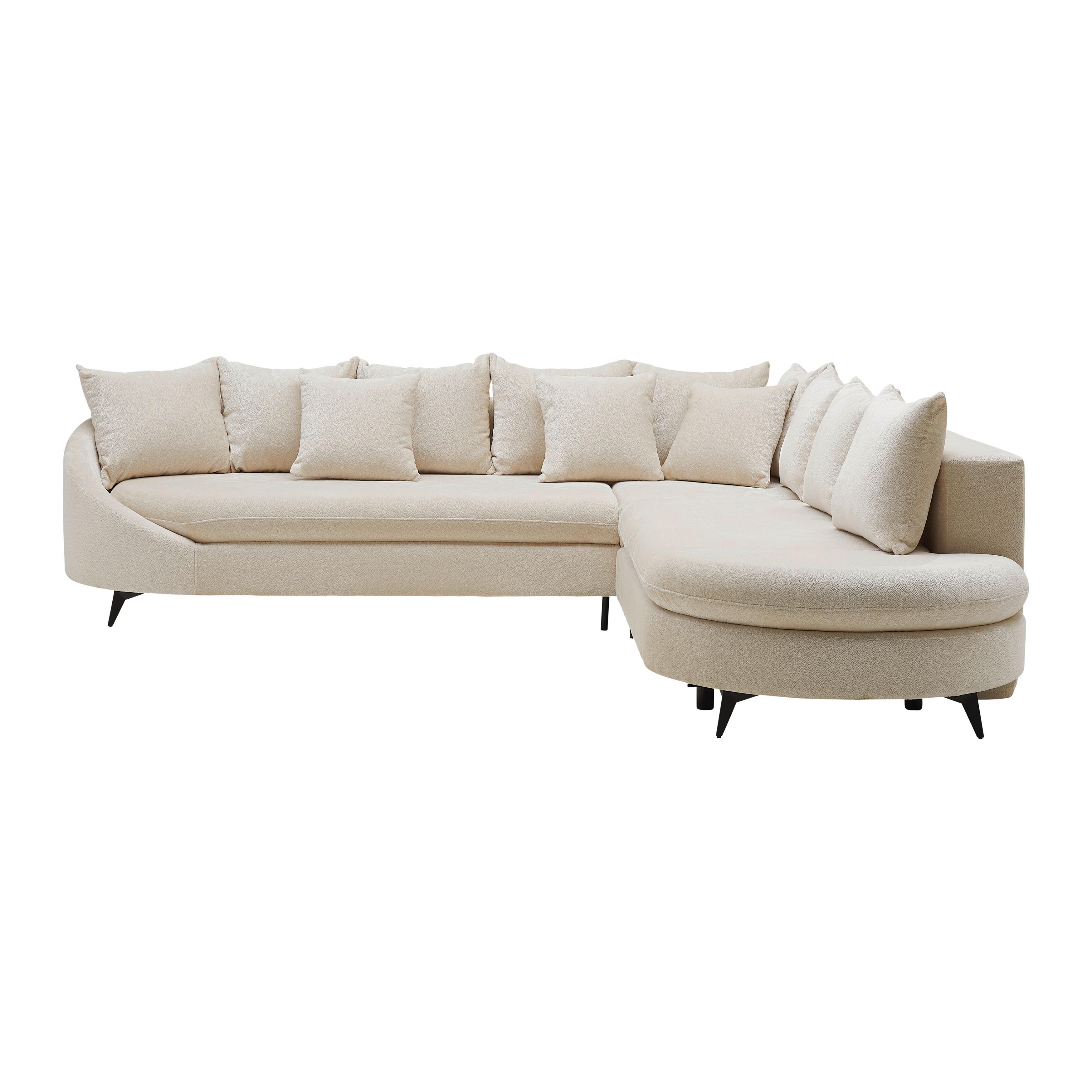 Ecksofa Axel in Beige - Creme/Schwarz, Modern, Textil/Metall (291/87/250cm) - Mömax