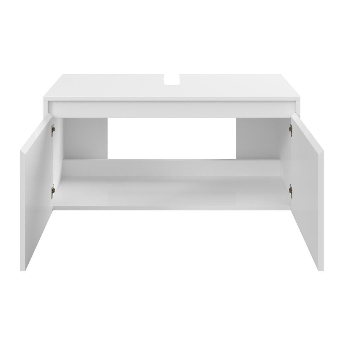 Badezimmer Martina Weiß 4-teilig - Weiß, MODERN, Glas/Holz (100/45/45cm) - Bessagi Home