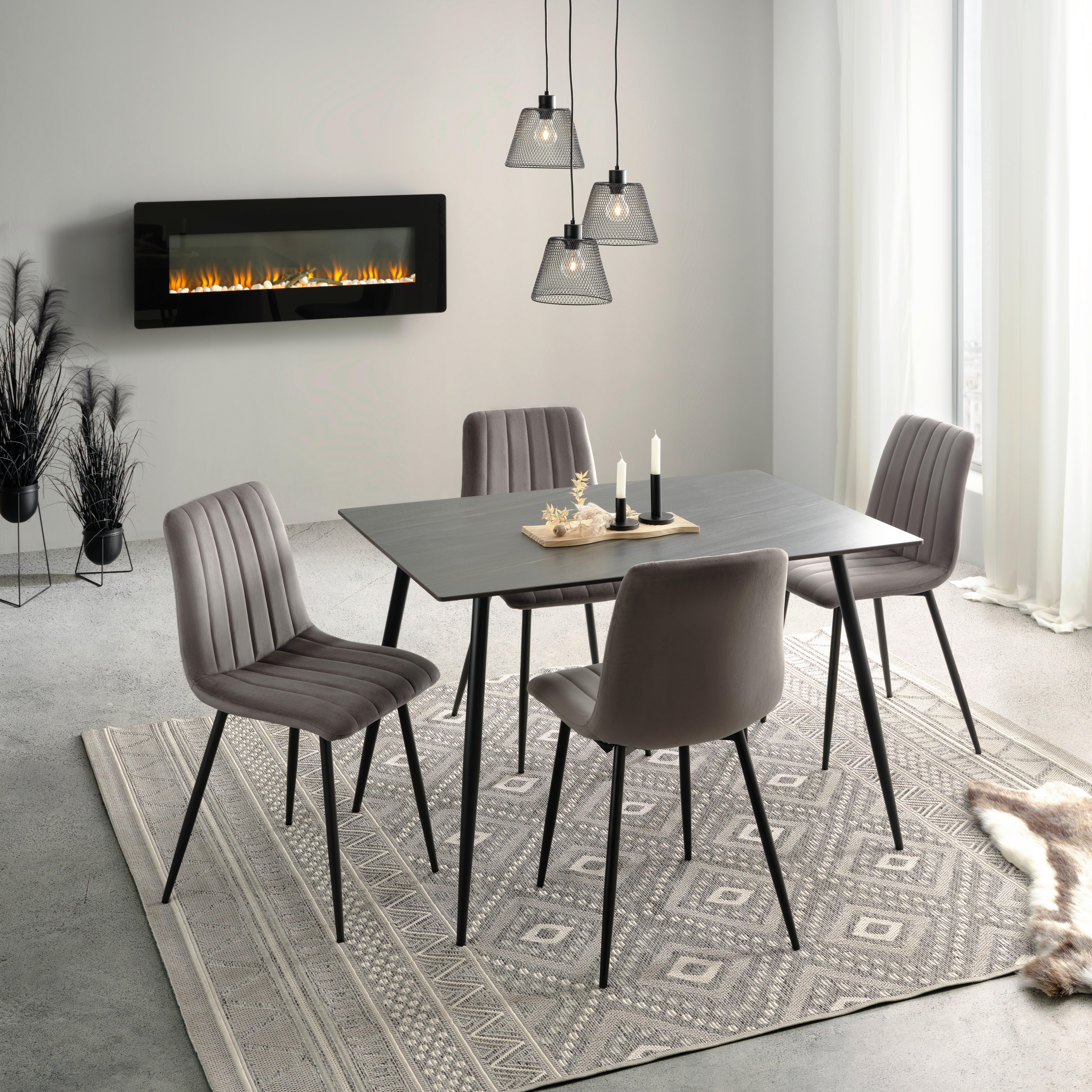 Esstisch Paul Grau - Schwarz/Grau, Modern, Keramik/Metall (120/76/80cm) - Mömax