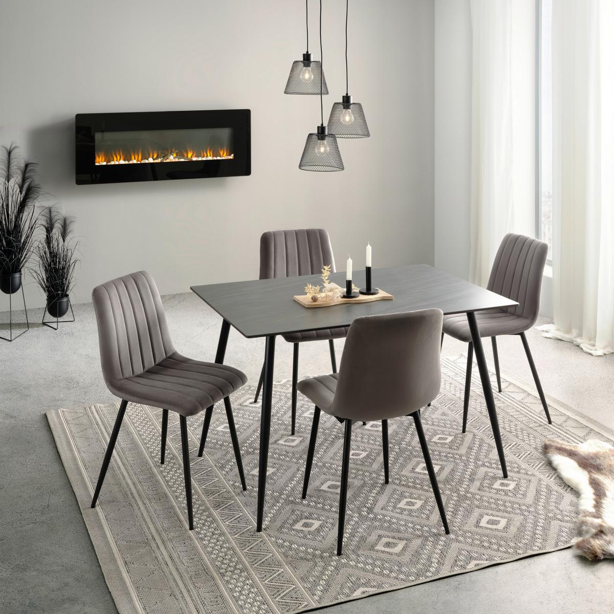 Esstisch Paul Grau - Schwarz/Grau, Modern, Keramik/Metall (120/76/80cm) - Mömax