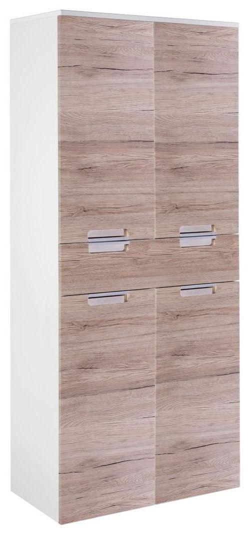 Hochschrank "Mars" , eiche - Chromfarben/Eichefarben, MODERN, Holzwerkstoff/Metall (65,0/159,0/35,0cm) - MID.YOU