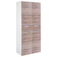 Hochschrank "Mars" , eiche - Chromfarben/Eichefarben, MODERN, Holzwerkstoff/Metall (65,0/159,0/35,0cm) - MID.YOU