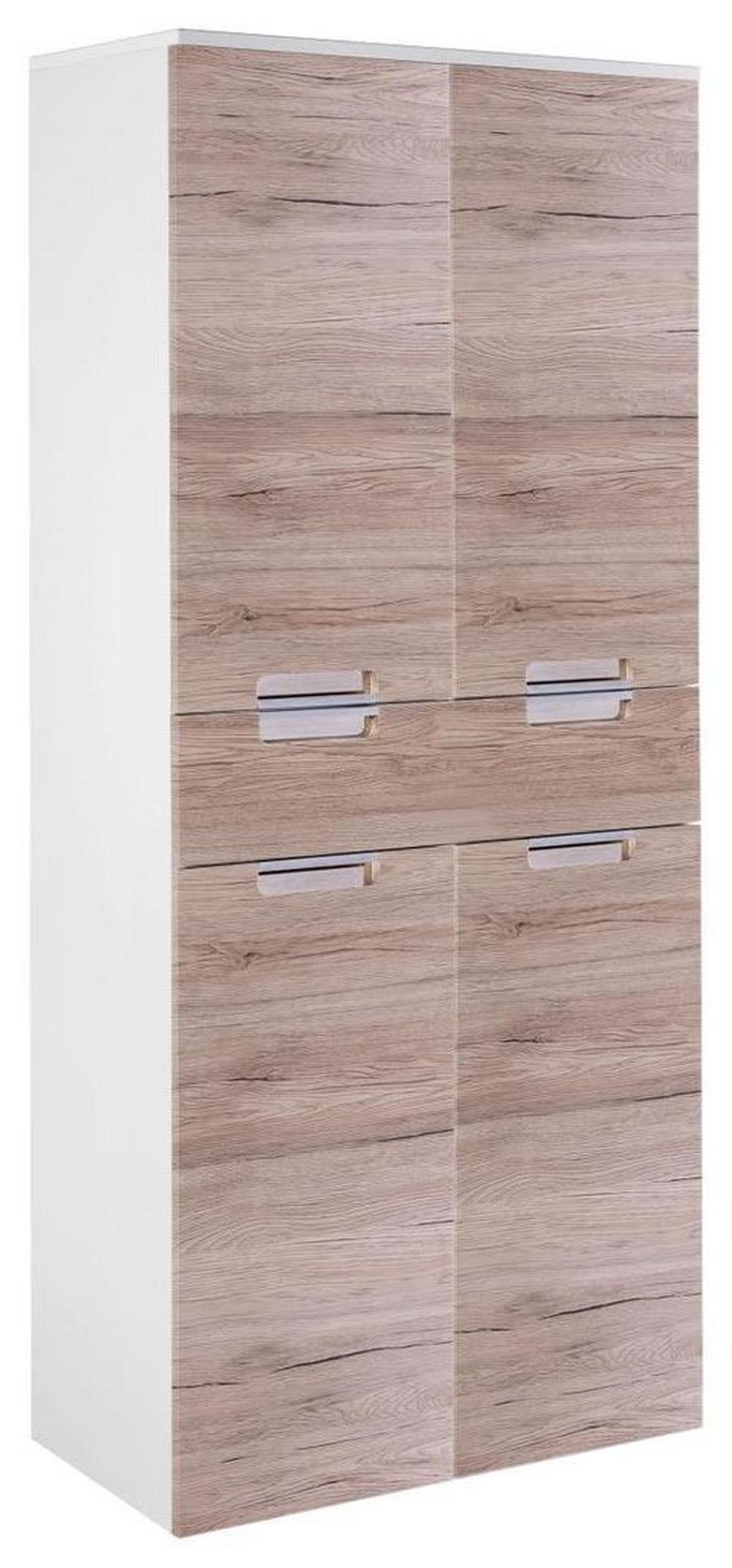 Hochschrank "Mars" , eiche - Chromfarben/Eichefarben, MODERN, Holzwerkstoff/Metall (65,0/159,0/35,0cm) - MID.YOU