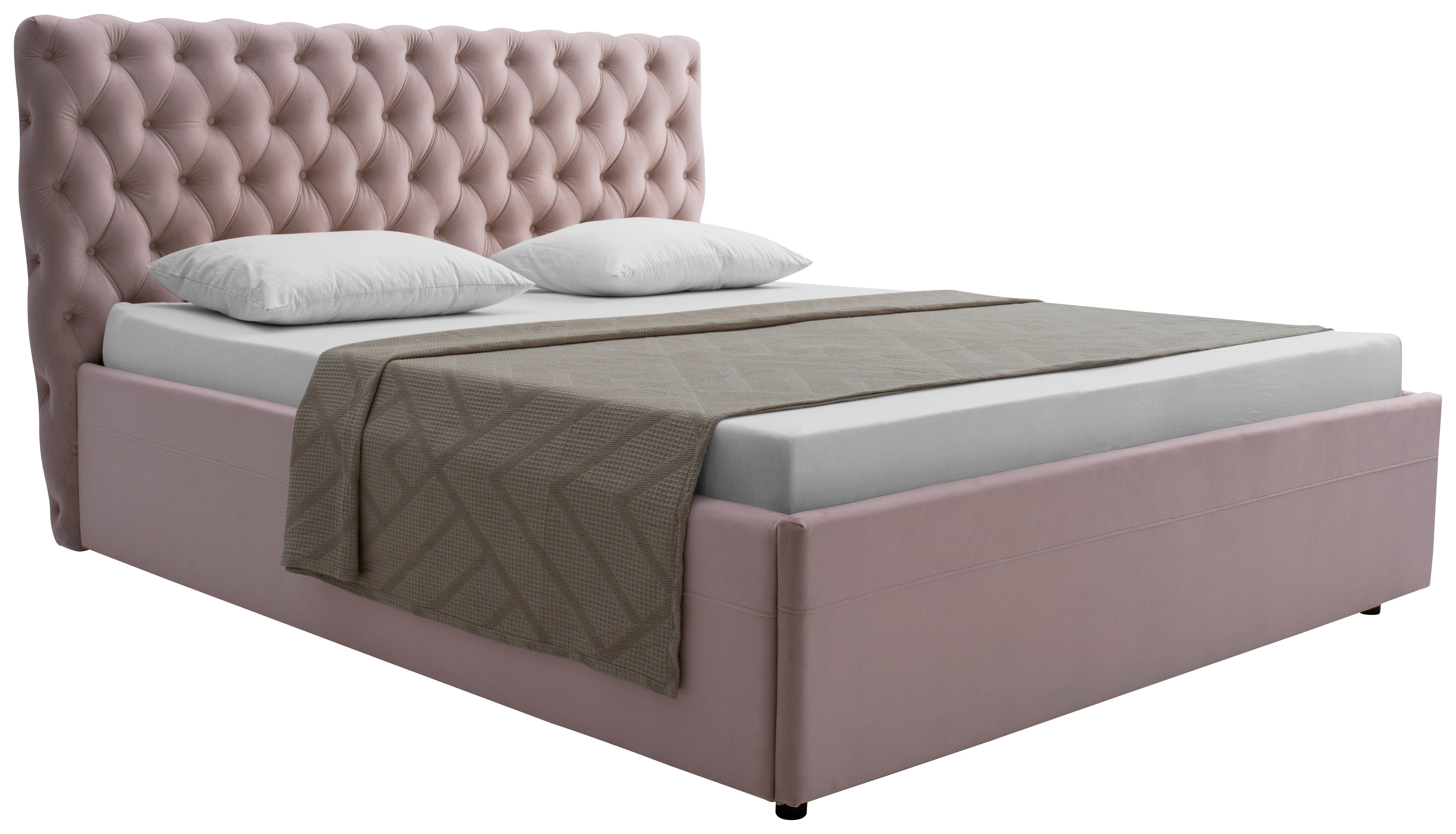 Polsterbett Katar Flieder ca. 160x200cm - Flieder/Schwarz, KONVENTIONELL, Textil (160/200cm) - Mömax