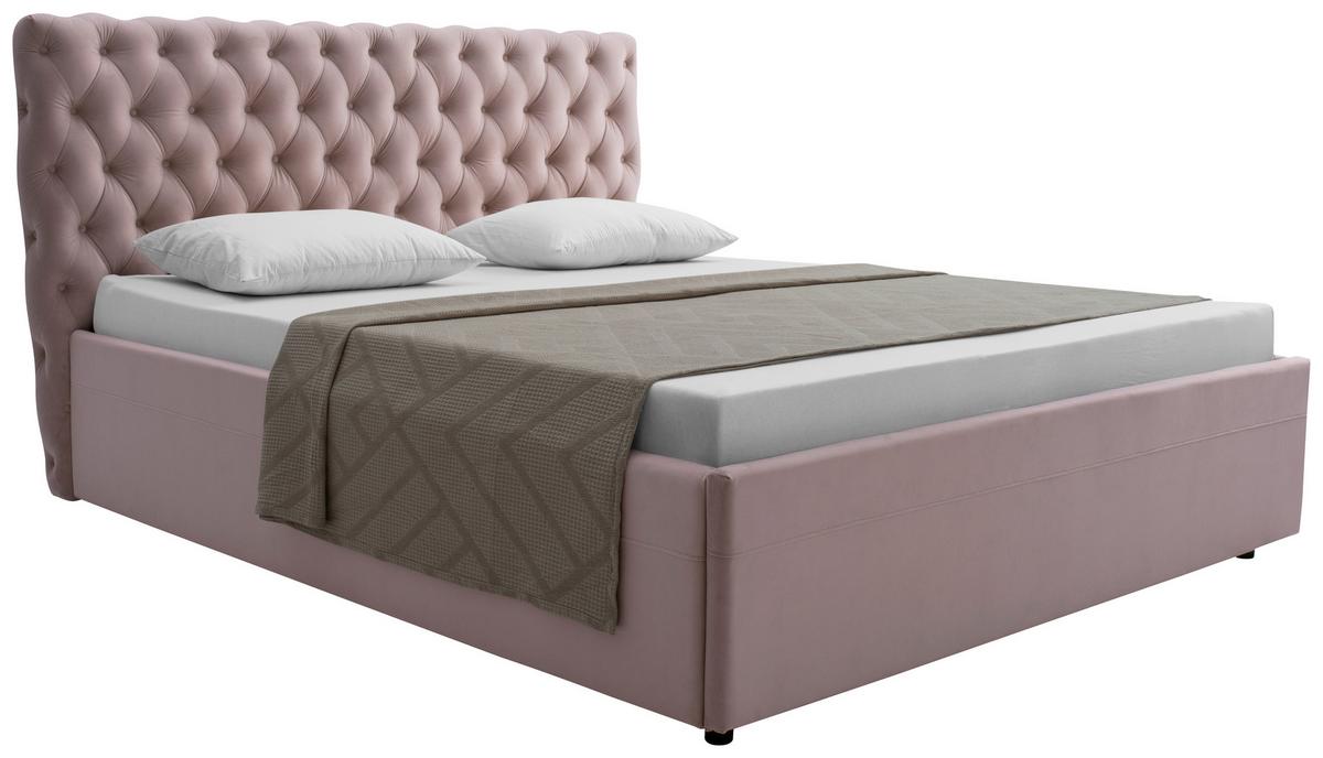 Polsterbett Katar Flieder ca. 160x200cm - Flieder/Schwarz, KONVENTIONELL, Textil (160/200cm) - Mömax