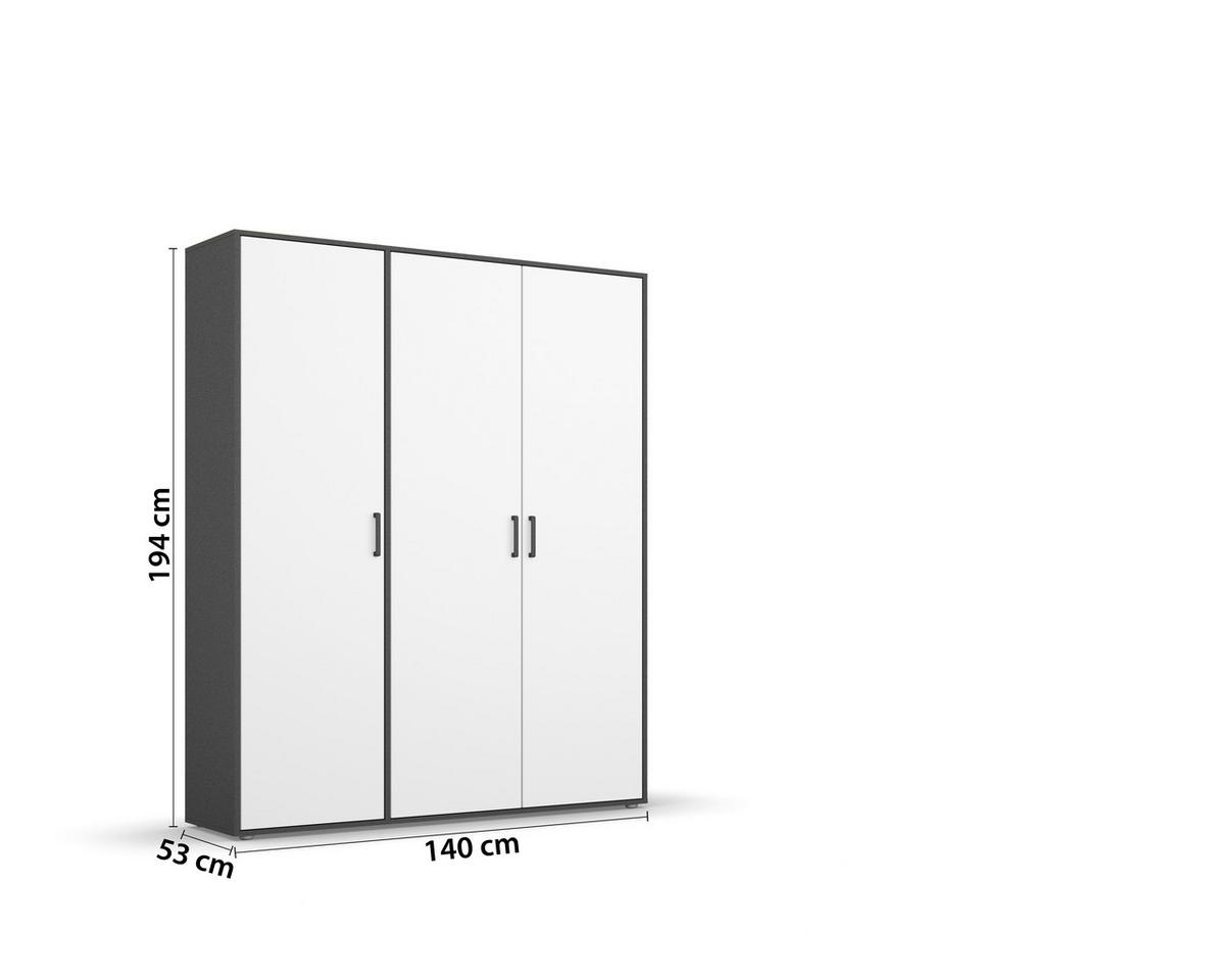 DULAP  USI ROTATIVE VOYAGER - alb/gri, Modern, material pe bază de lemn (140/194/53cm) - Modern Living