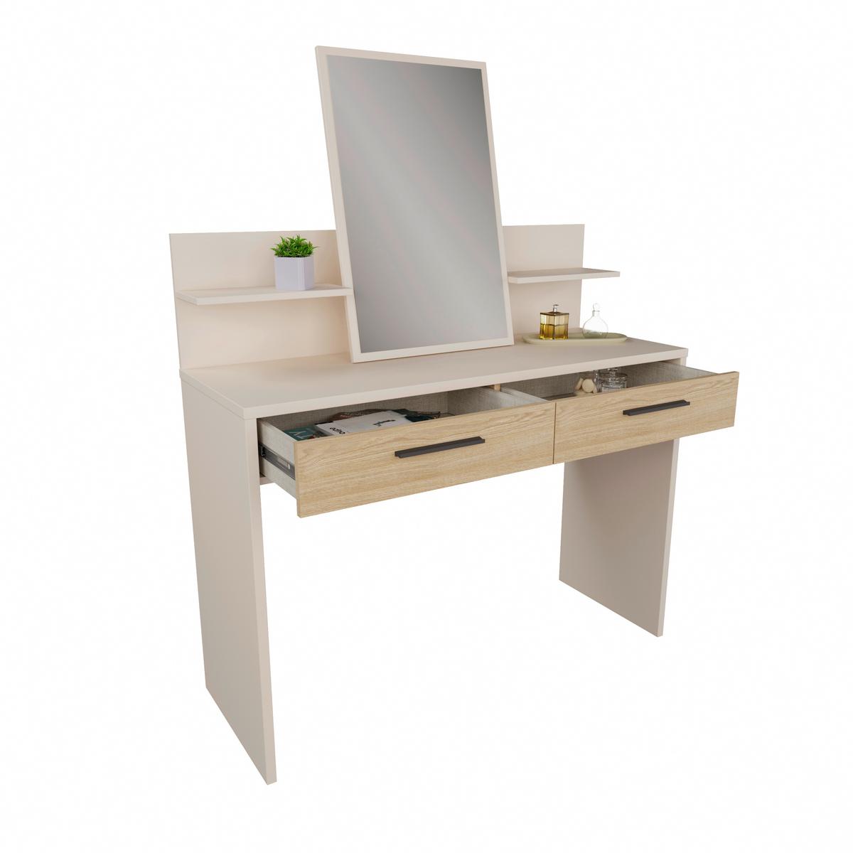 Sminkasztal Ricciano - tölgyfa színű/fekete, Modern, faalapú anyag/fém (114,5/147,1/41,3cm)