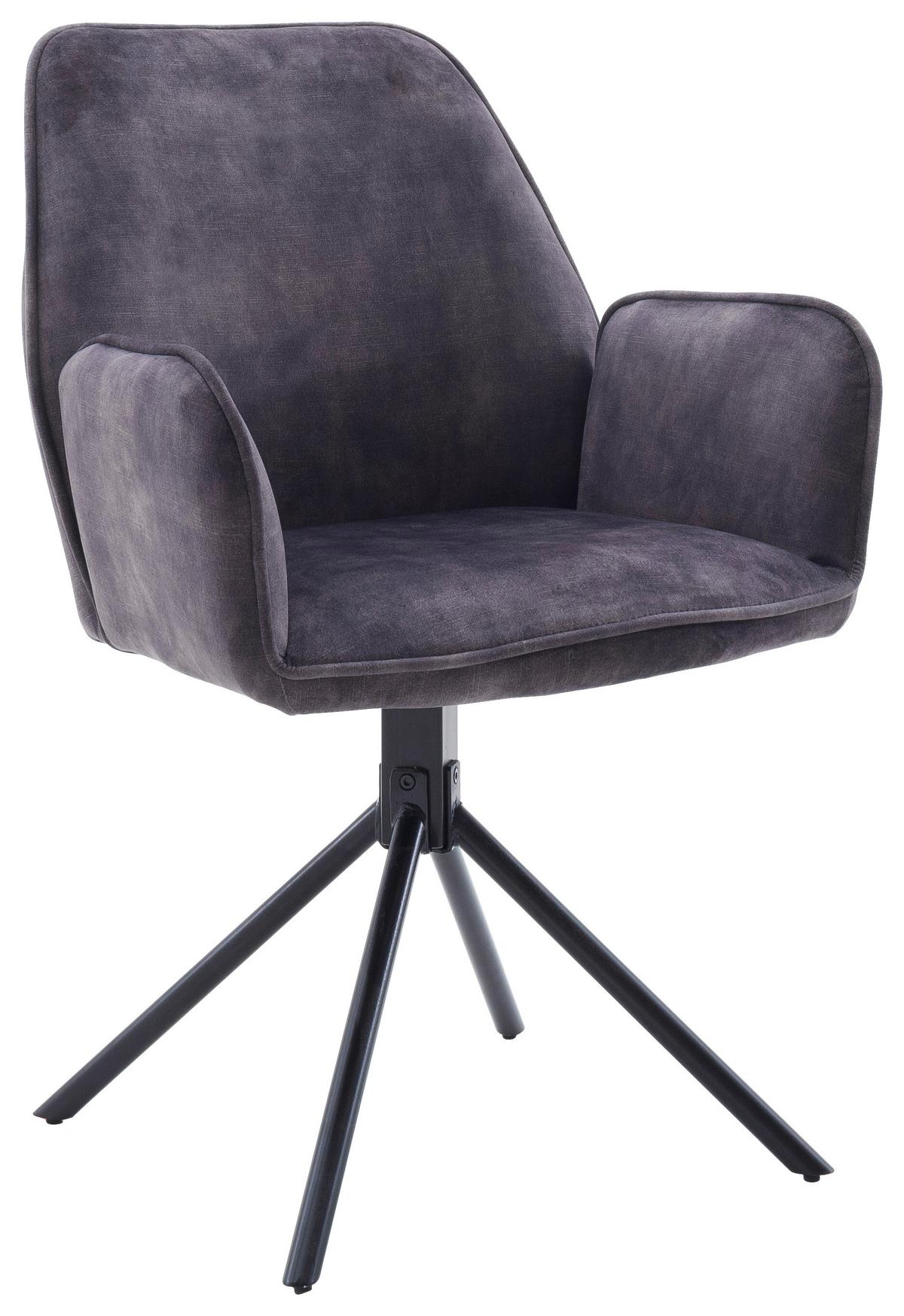 KRZESŁO Z PODŁOKIETNIKAMI OTTAWA - antracytowy/czarny, Modern, metal/tkanina (60/86/62cm) - Premium Living