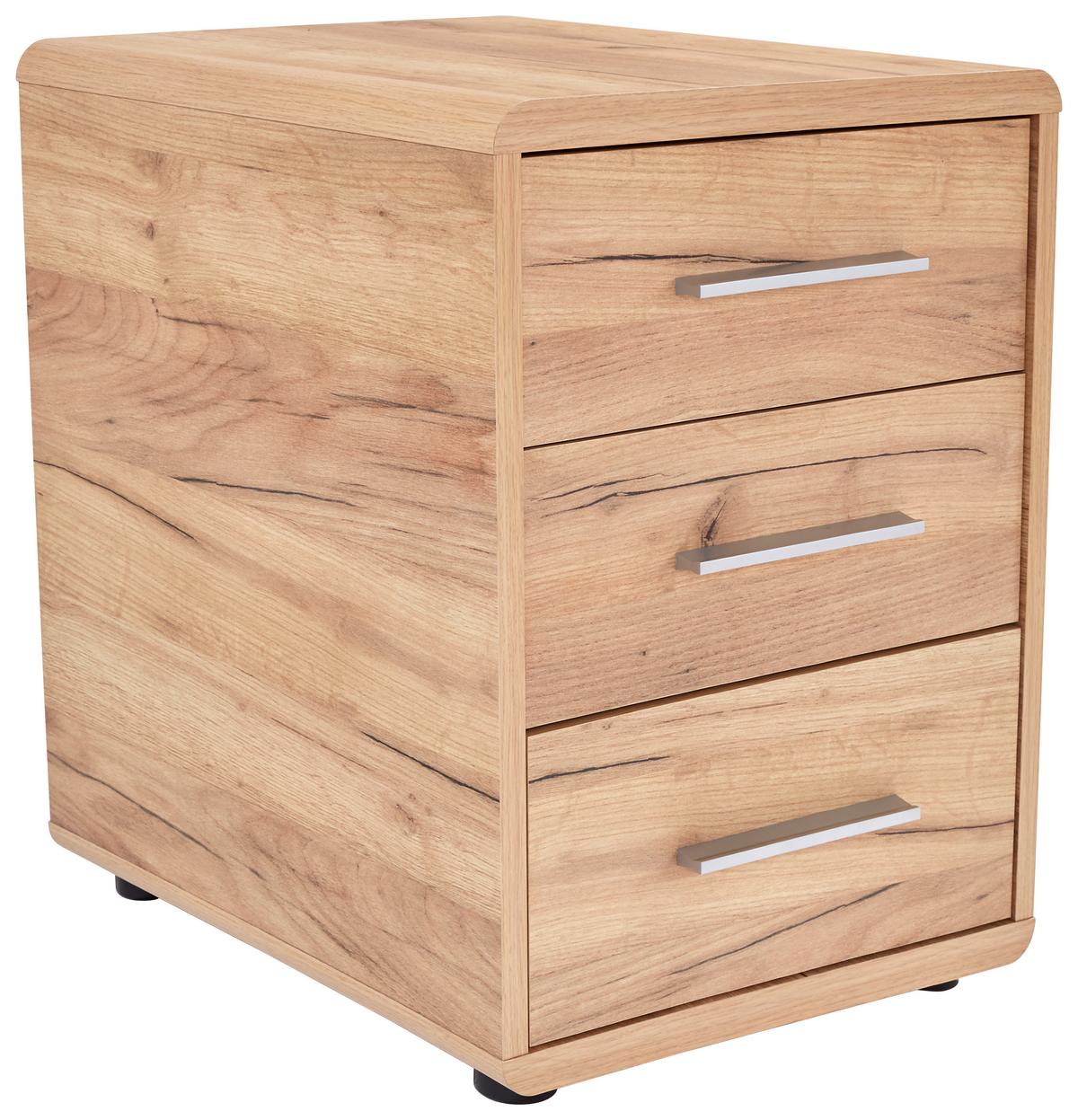Ladičar Fontana - boje hrasta/boje kroma, Moderno, drvni materijal/plastika (44,3/59,6/50cm) - Modern Living