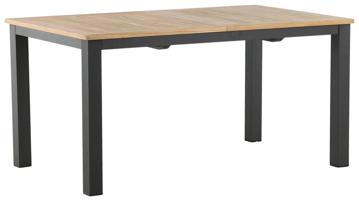 Gartentisch Panama ca. 210x90 cm Schwarz/Teakholz - Schwarz/Teakfarben, KONVENTIONELL, Holz/Metall (210/90/75cm) - Gardenson