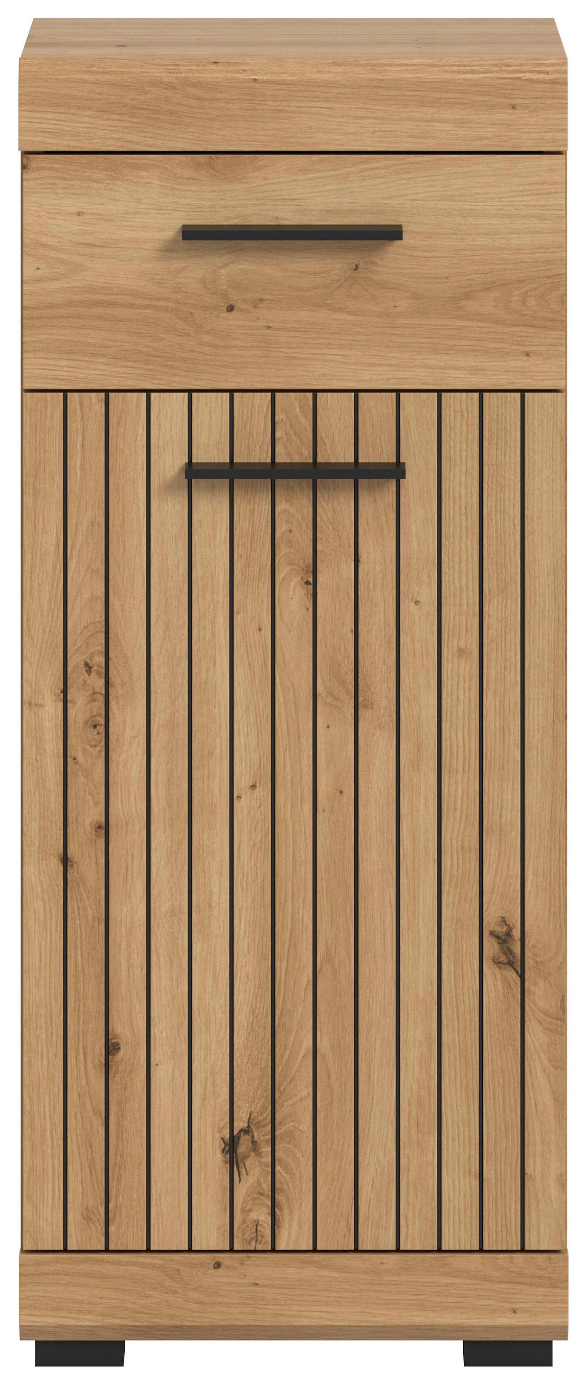 Midischrank Scout Eiche Artisan - Schwarz/Eiche Artisan, Trend, Holzwerkstoff/Kunststoff (37/88/31cm) - MID.YOU