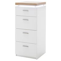 Kommode in Weiß/Eichefarben - Eichefarben/Silberfarben, MODERN, Holzwerkstoff/Metall (42/98/44cm) - Premium Living