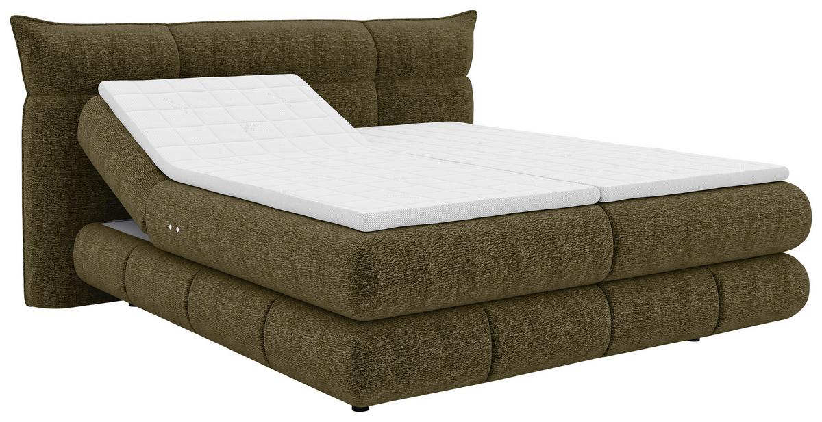 Boxspringbett Auris - Schilfgrün/Schwarz, Konventionell, Kunststoff/Textil (140/200cm) - Sembella