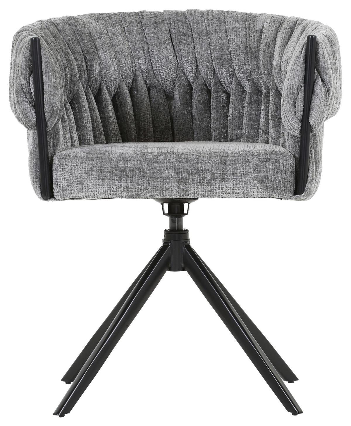 KRZESŁO Z PODŁOKIETNIKAMI TWISTY - czarny/szary, Design, metal/tkanina (65/76/60cm) - Carryhome