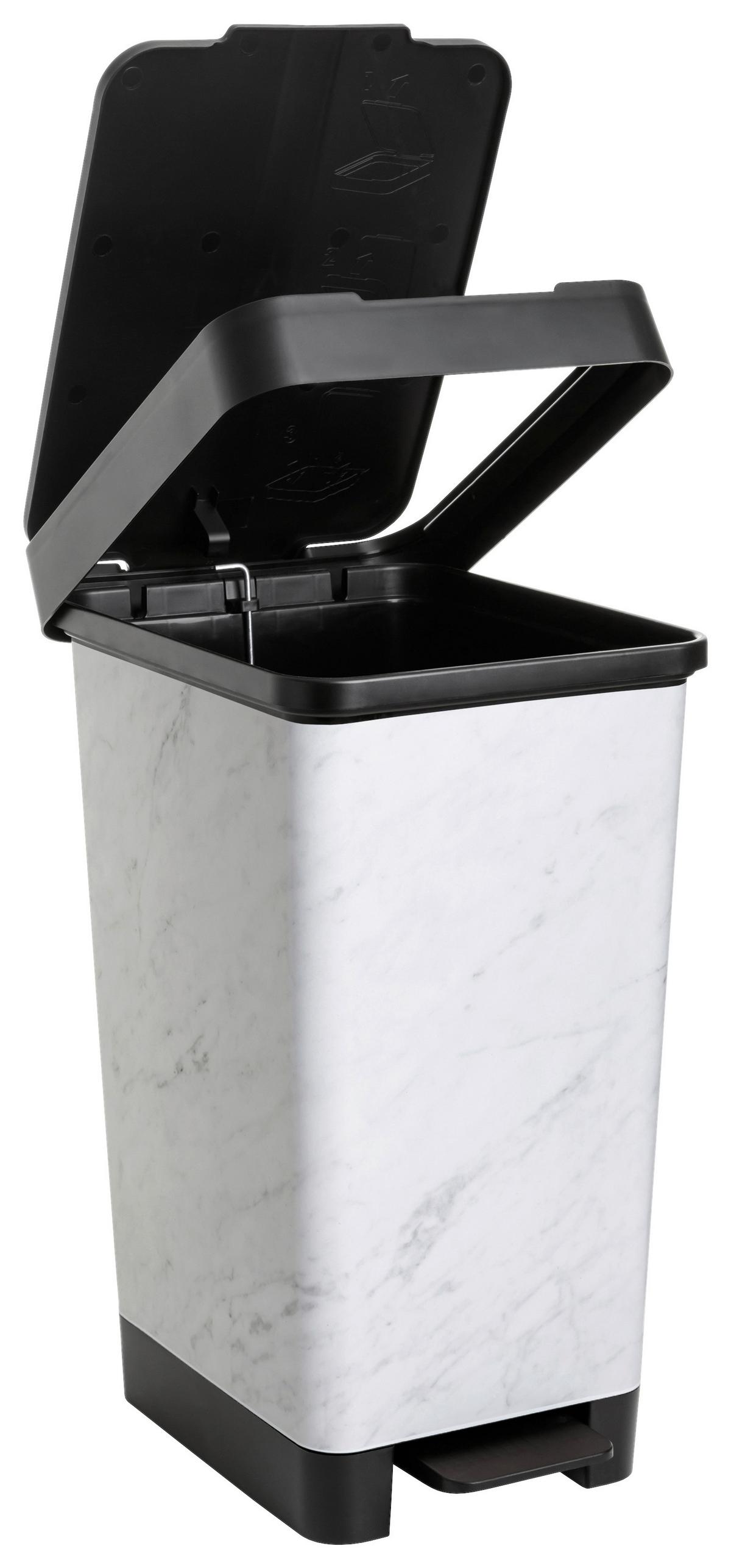 Treteimer Style Schwarz/Hellgrau ca. 25l - Hellgrau/Schwarz, MODERN, Kunststoff/Metall (26/36/47cm) - Mömax