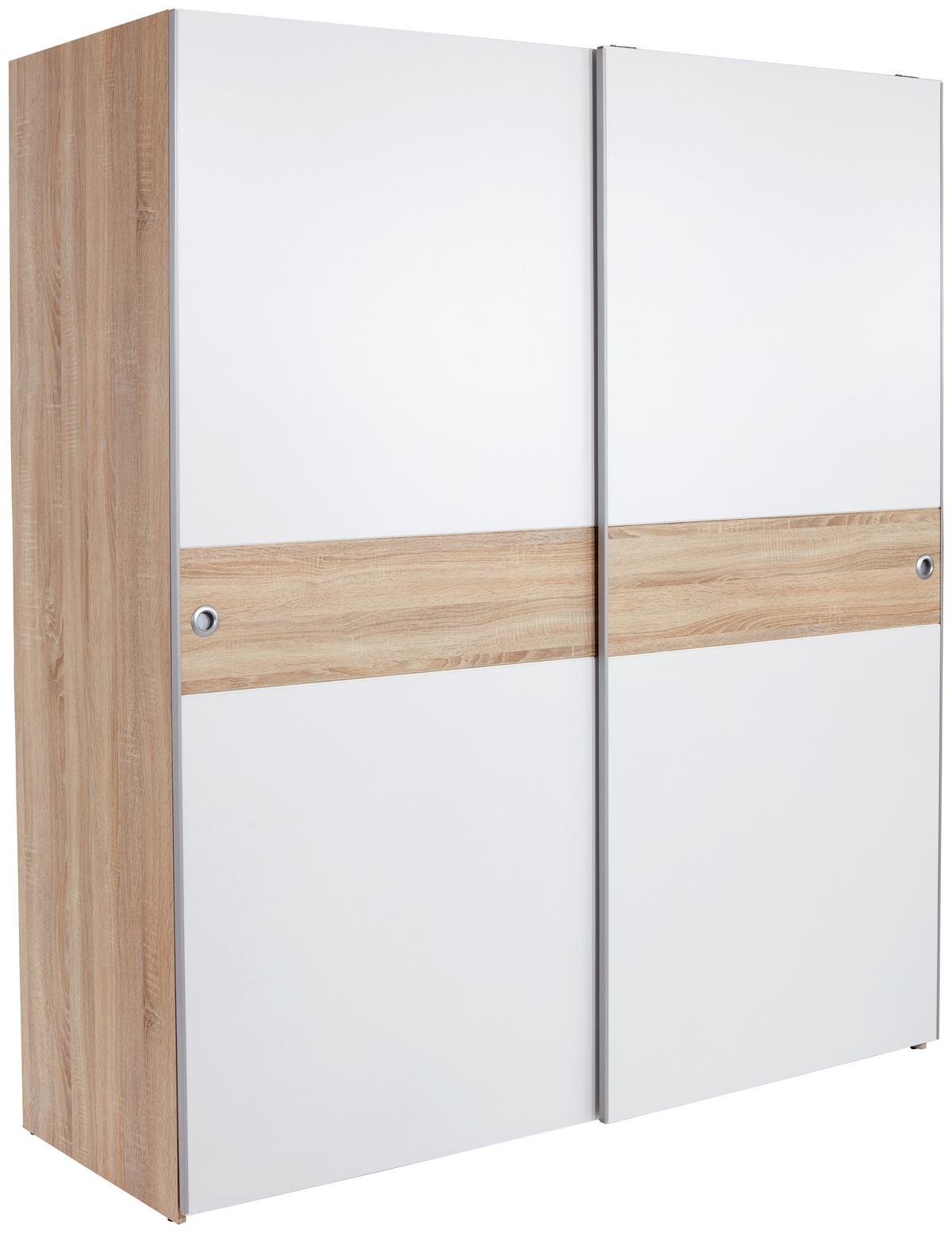 Schwebetürenschrank in Weiss/ Sonoma Eiche 'Wiki' - Weiss/Alufarben, Konventionell, Holzwerkstoff/Kunststoff (170/196/60cm) - MID.YOU