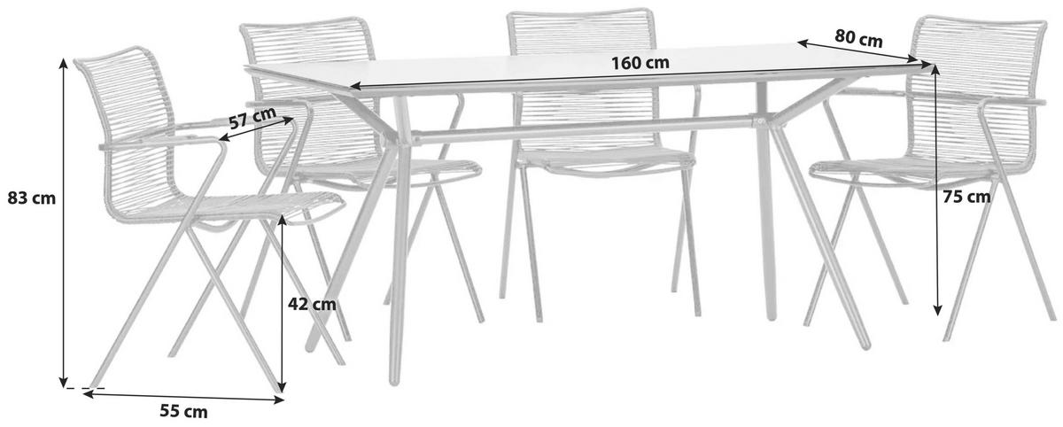 Vrtna Garnitura Alpha Tex, 5-Delni Set - rjavosiva/črna, Basics, kovina/umetna masa (80/75/160cm) - Acamp