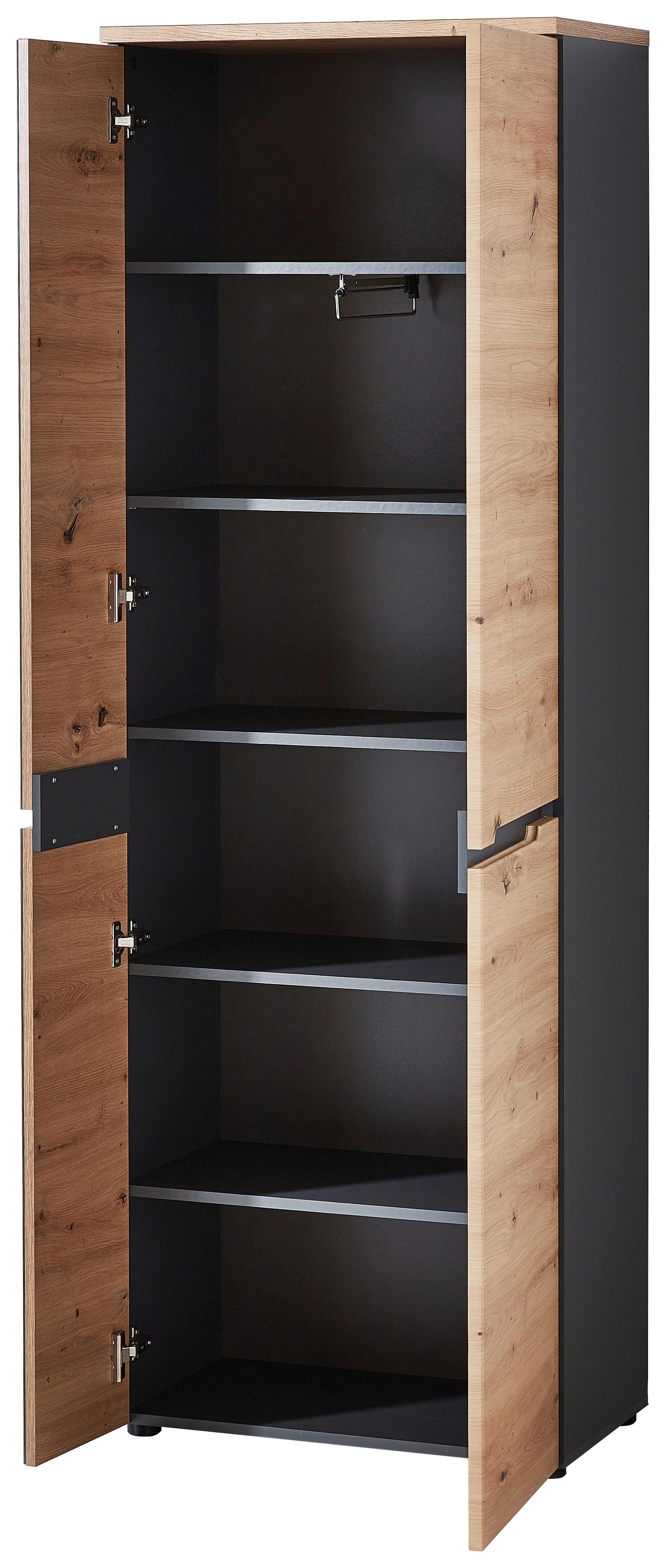 Garderobenschrank ca. 65x197x38cm - Eichefarben/Graphitfarben, Modern (65/192/38cm) - Mömax