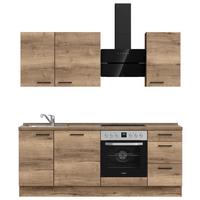 Küchenblock Structura High m. Geräten Eiche dunkel - Eiche dunkel/Schwarz, MODERN, Holzwerkstoff/Metall (210cm) - Nobilia