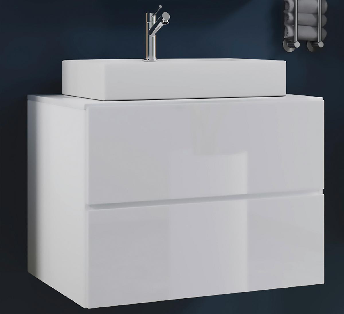 Kombiniran Umivalnik Lendas, Bela - bela, Moderno, leseni material/keramika (80cm) - MID.YOU