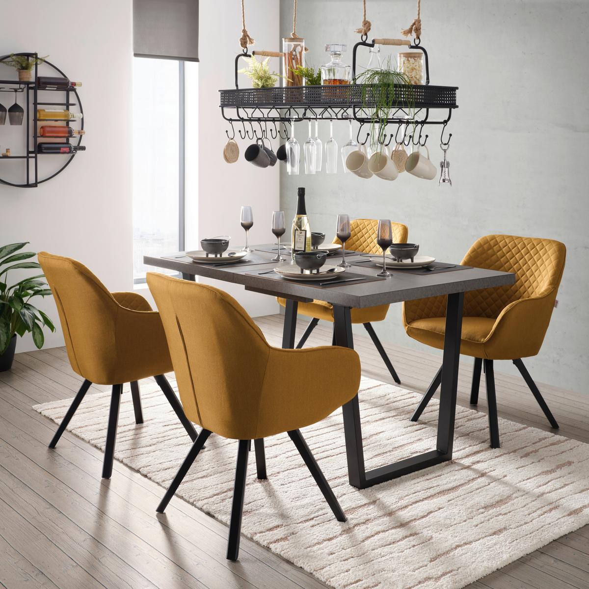 Kihúzható asztal NILS - Sötétszürke/Fekete, modern, Faalapú anyag/Fém (140-180/85/76cm) - Modern Living