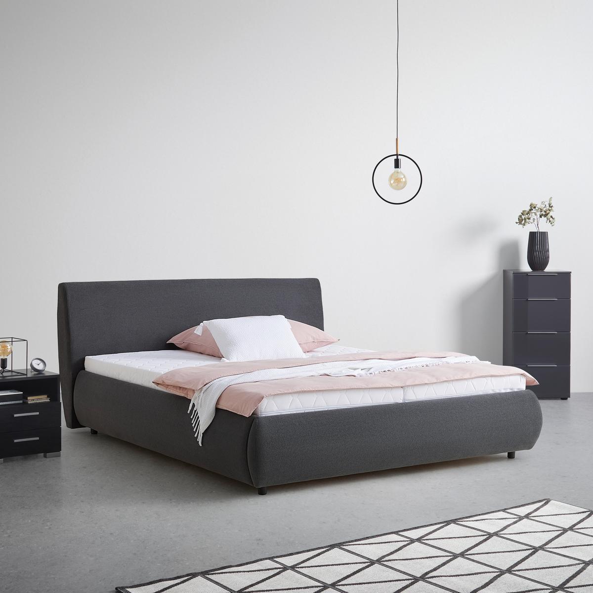 ŁÓŻKO TAPICEROWANE BIERN - antracytowy/kolor naturalny, Konventionell, materiał drewnopochodny/tworzywo sztuczne (180/200cm) - Mömax