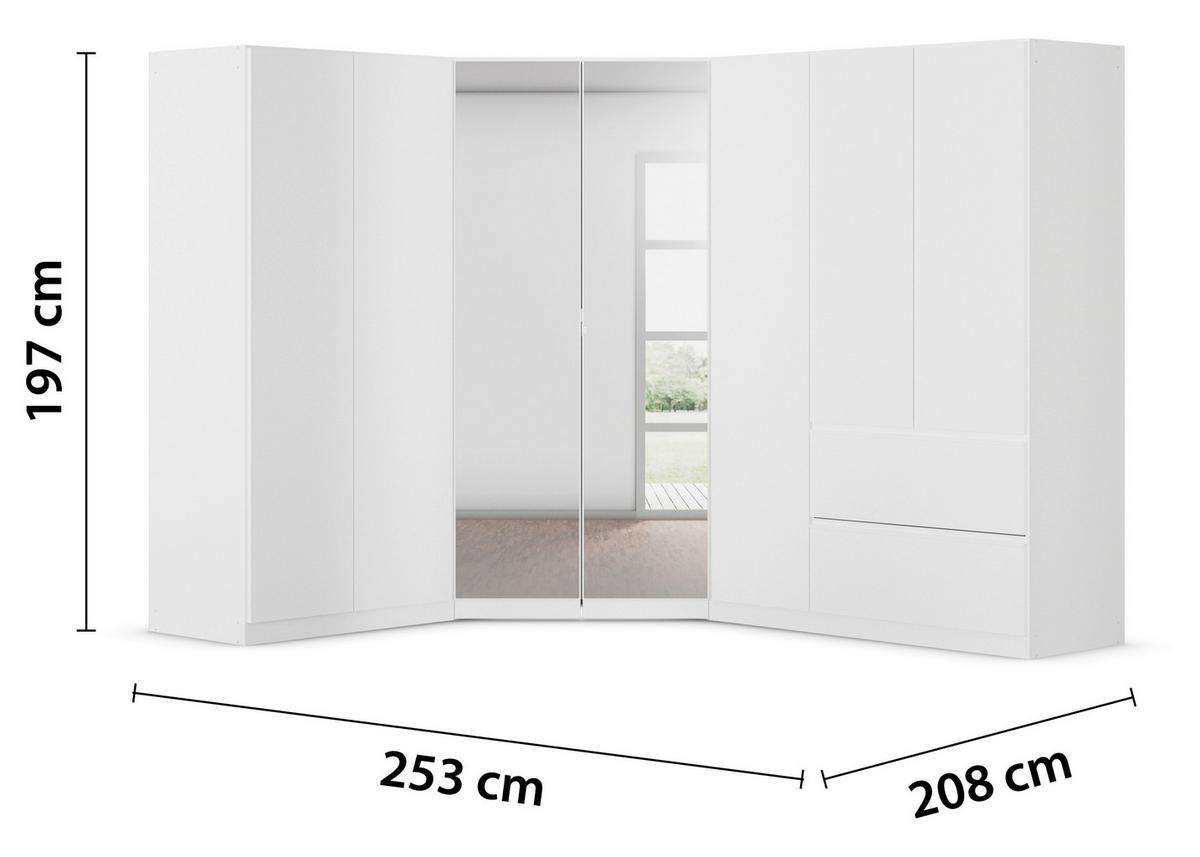 Kotna Omara Za Oblačila Costa, Bela - barve kroma/bela, Moderno, leseni material (208/197/253cm) - Rauch Möbel