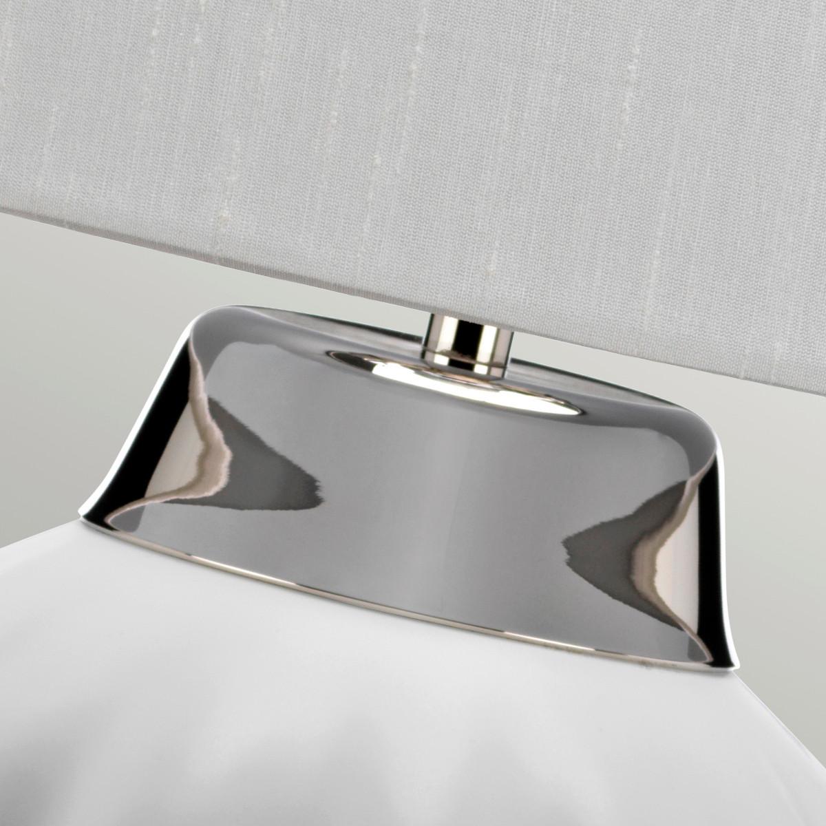 Stolna Svjetiljka Qn-Bexley-Tl-Wpn - bijela/boje nikla, Design, metal/tekstil (30/56.2cm) - Elstead Lighting