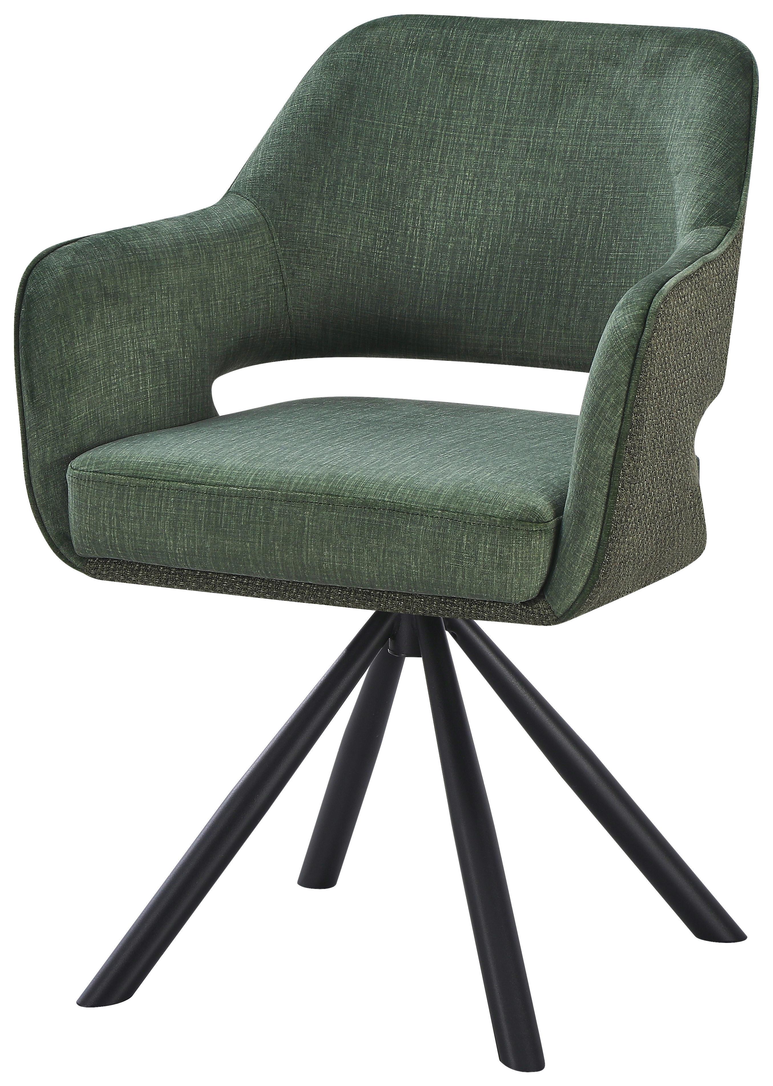 Armlehnstuhl Vanessa Grün - Schwarz/Grün, MODERN, Textil/Metall (61/84,5/60cm) - Mömax