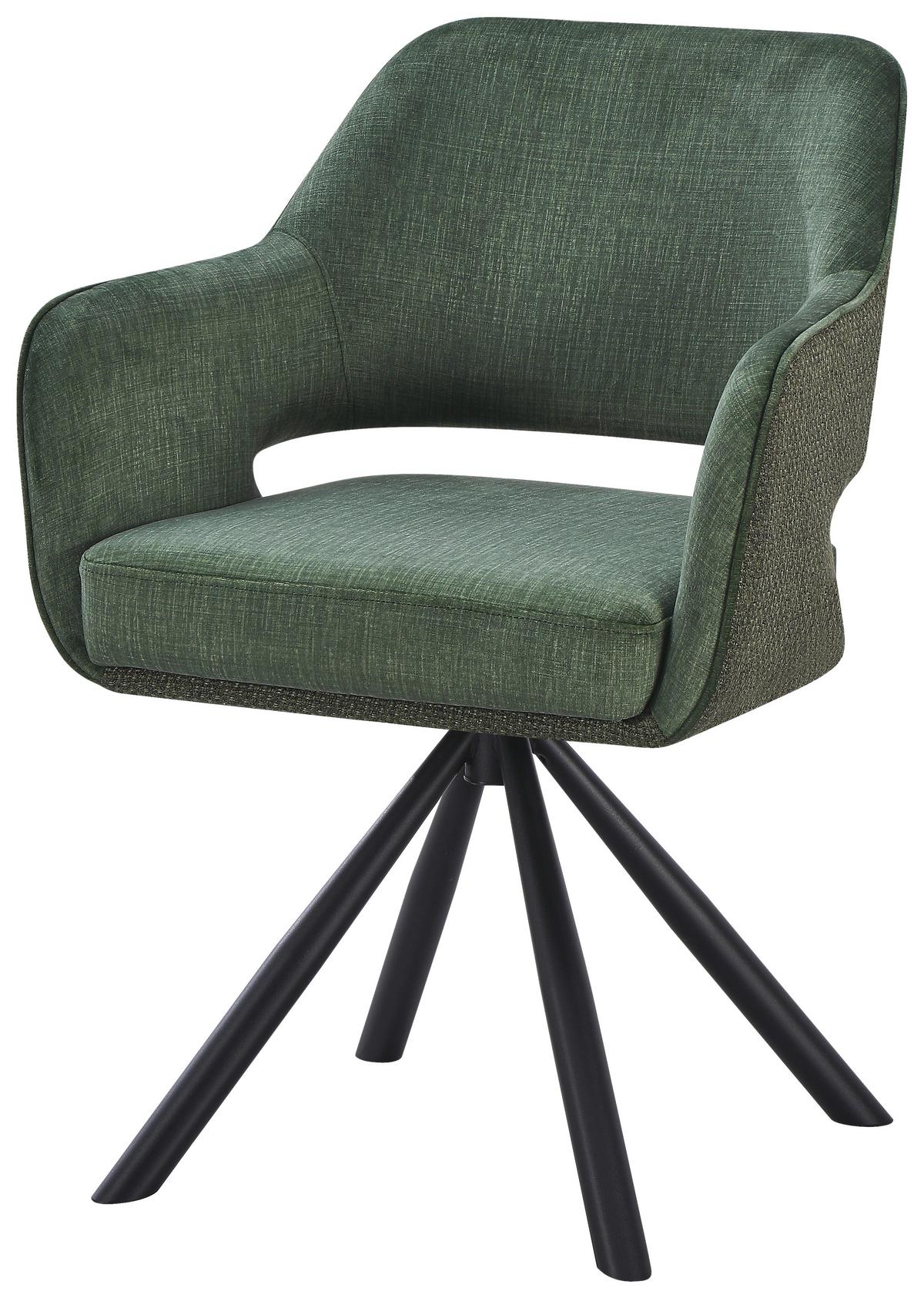Armlehnstuhl Vanessa Grün - Schwarz/Grün, MODERN, Textil/Metall (61/84,5/60cm) - Mömax