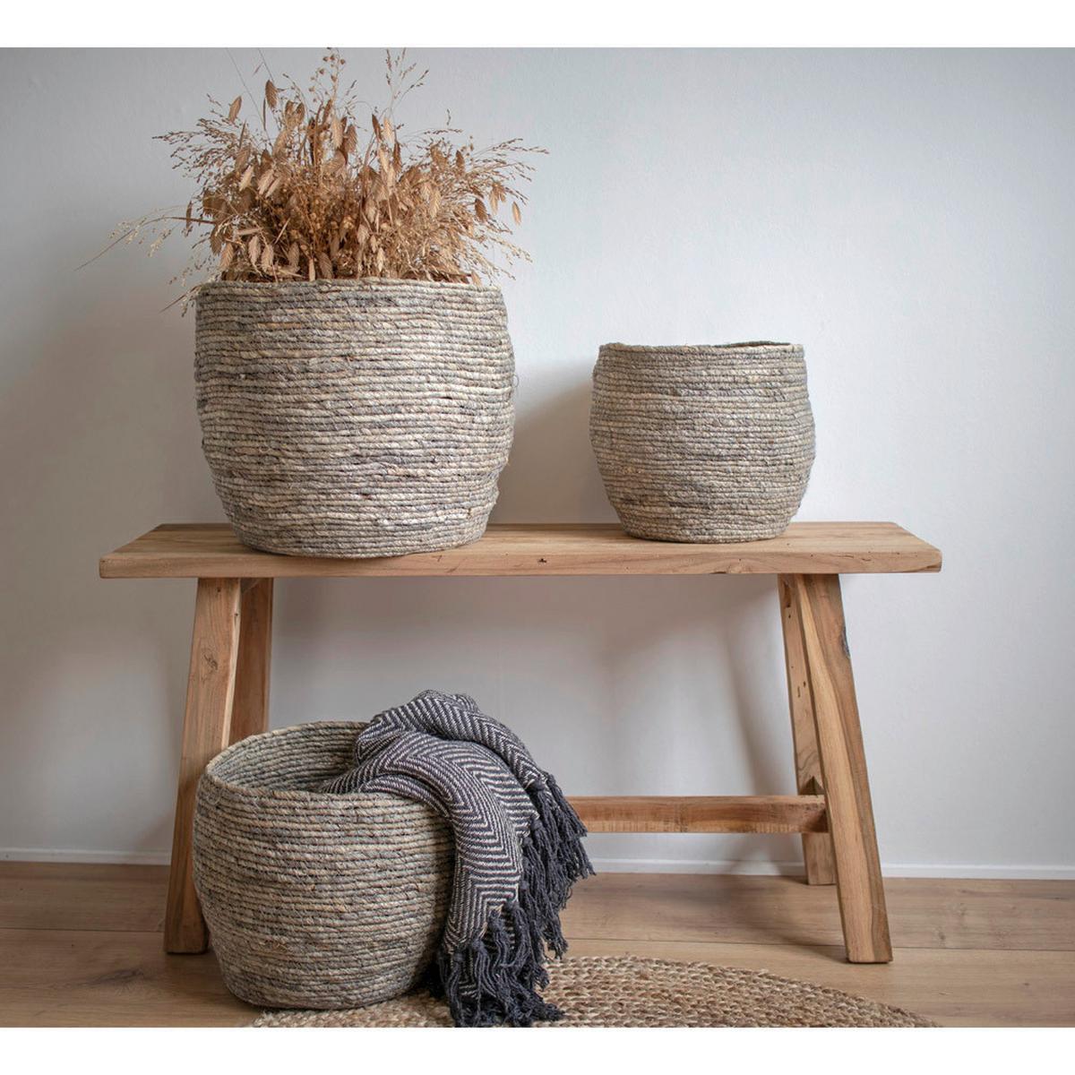 Korbset Tivoli Baskets Grau, 3er Set - Grau, Design, Holz (24cm)