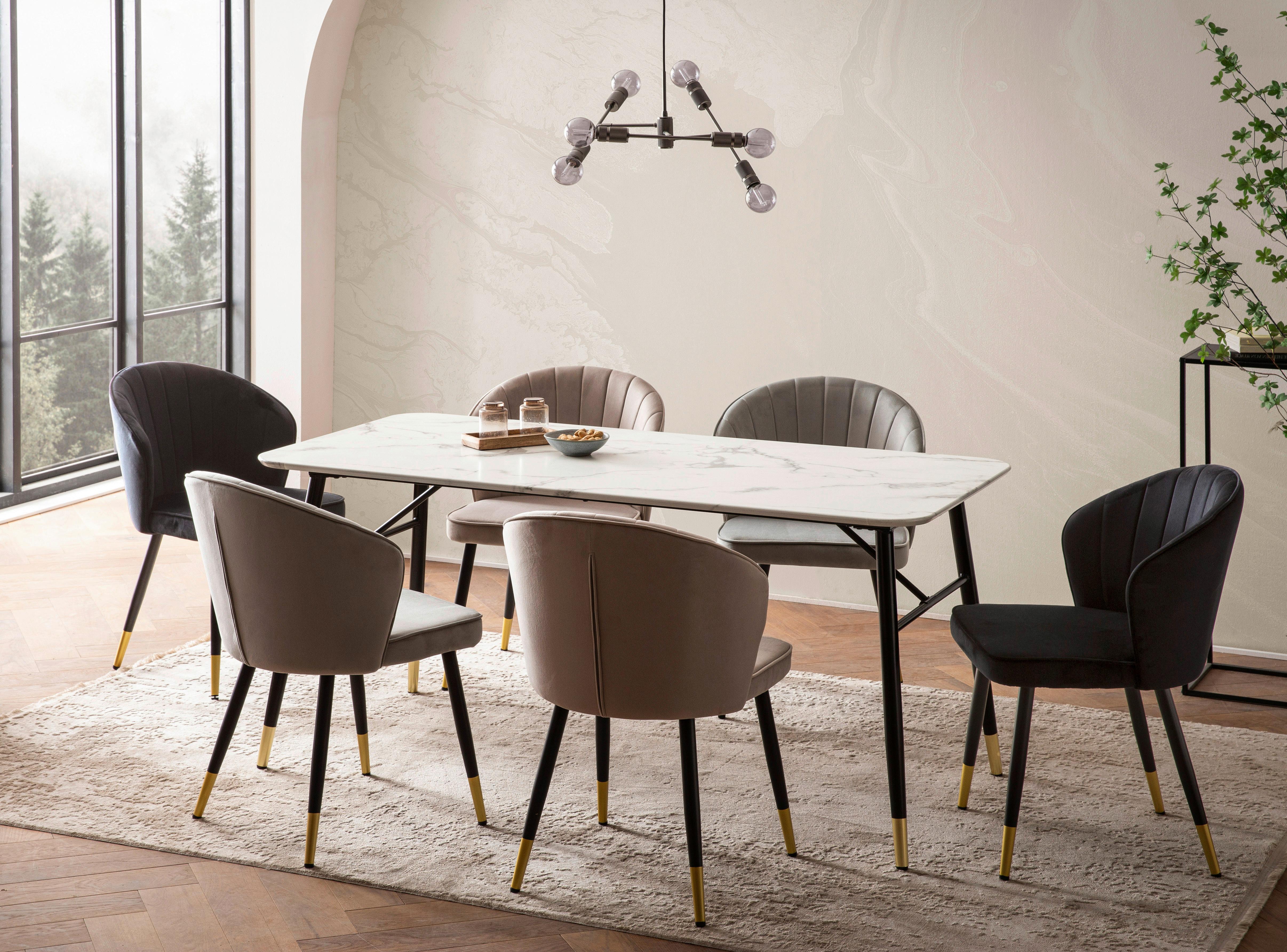 ESSTISCH WL6.955 - Weiss/Goldfarben, Design, Holzwerkstoff/Metall (120/76/60cm) - MID.YOU