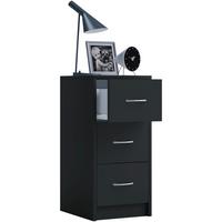 Nočna Omarica Boxal Maxi, Črna - črna/barve aluminija, Basics, leseni material (35/65/35cm) - MID.YOU