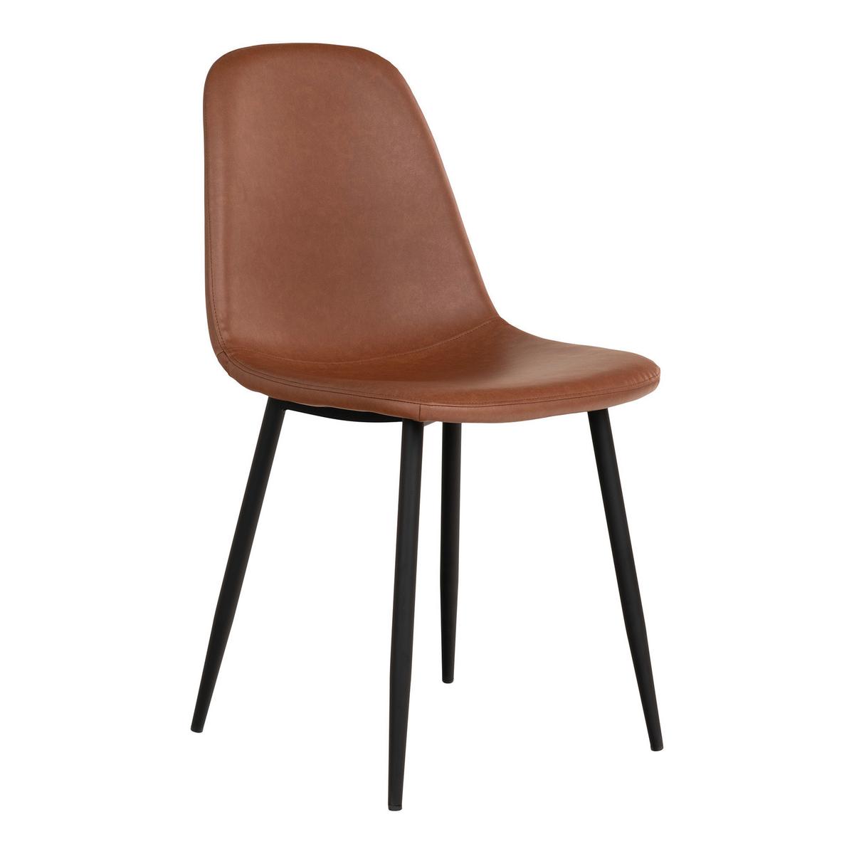 Stuhl-Set Stockholm 2er-Set Cognac/Schwarz - Cognac/Schwarz, MODERN, Textil/Metall (44/86/54cm) - MID.YOU