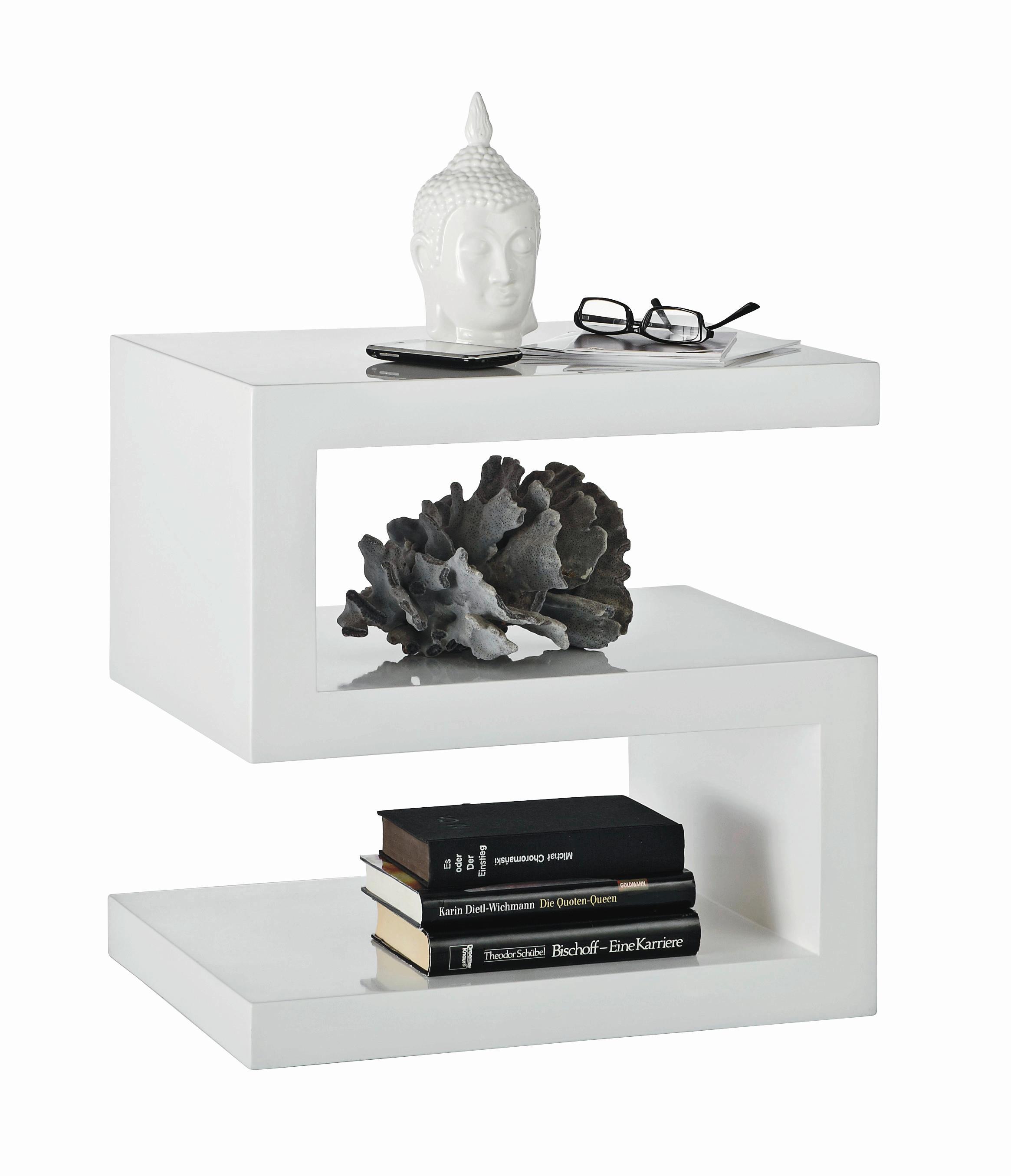 STOLIK BOCZNY KENZO - biały wysoki połysk, Design, materiał drewnopochodny (50/38/50cm) - Xora