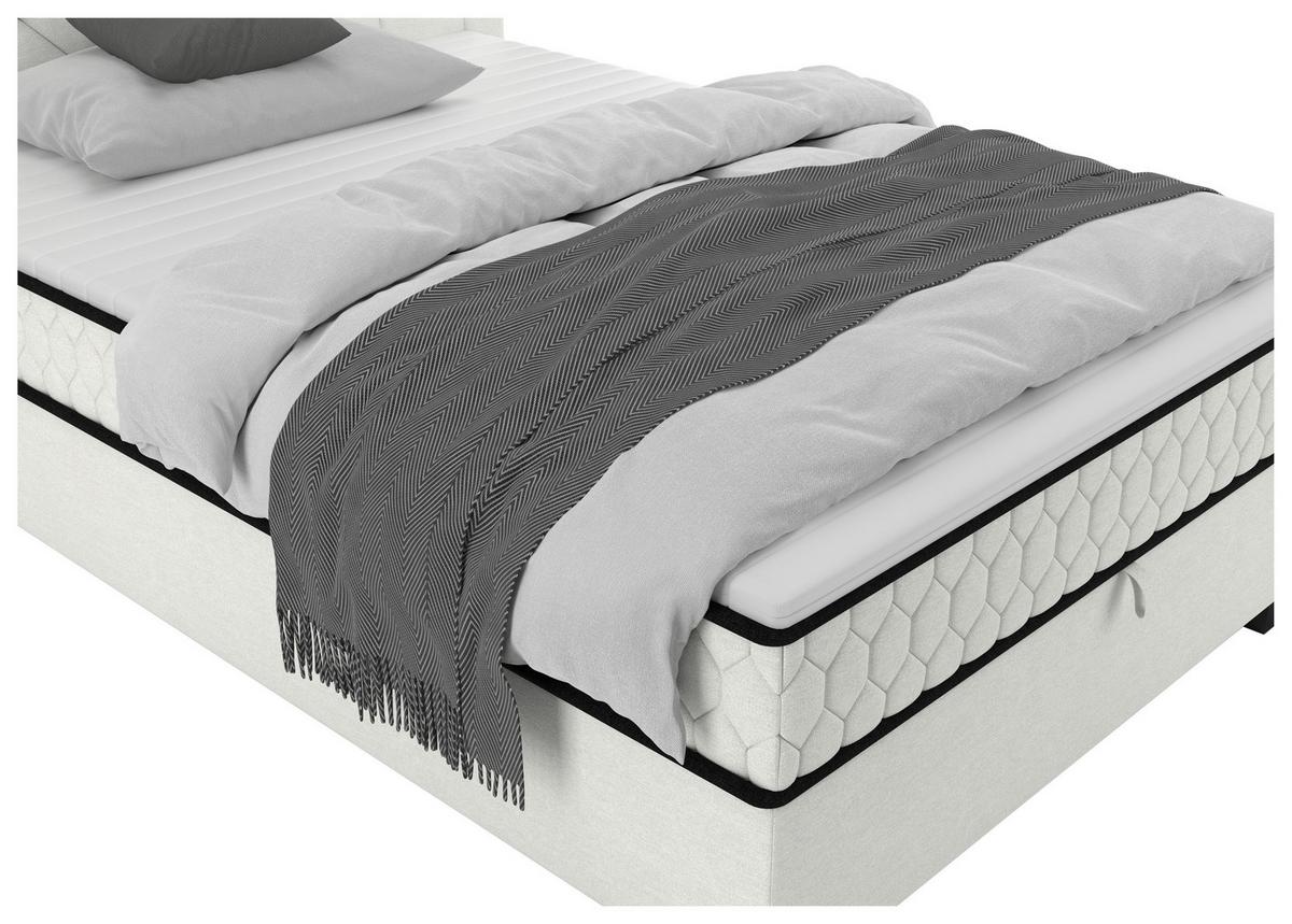 Boxbett Maya D Creme ca. 120x200cm - Creme/Schwarz, KONVENTIONELL, Holz/Holzwerkstoff (120/200cm) - Mömax