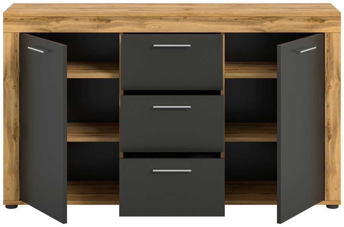 Comodă cu uși JAM - stejar Wotan, Design, material pe bază de lemn (125/80/35cm) - Modern Living