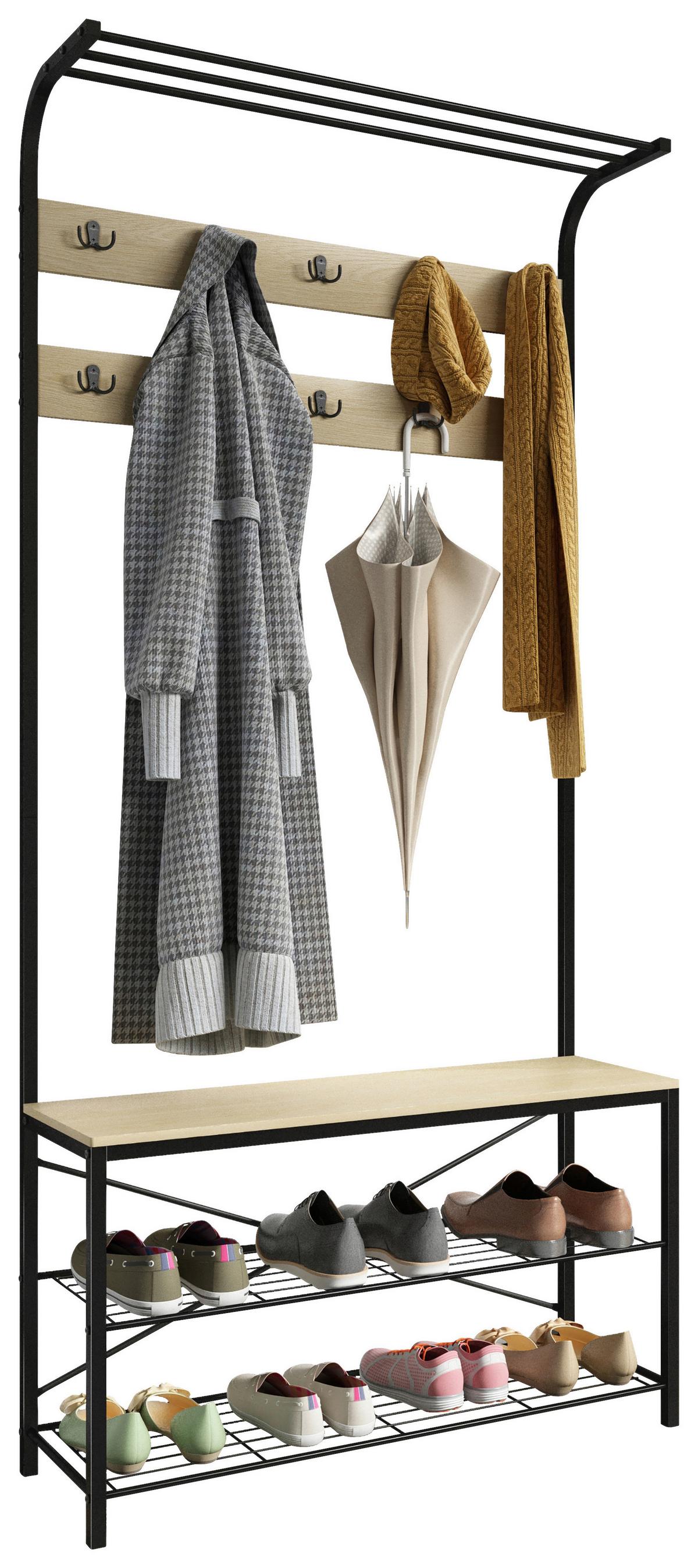 Predsoba Taliro, Črna, Barva Hrasta - črna/medeni hrast, Design, kovina/leseni material (90/190/30cm) - MID.YOU