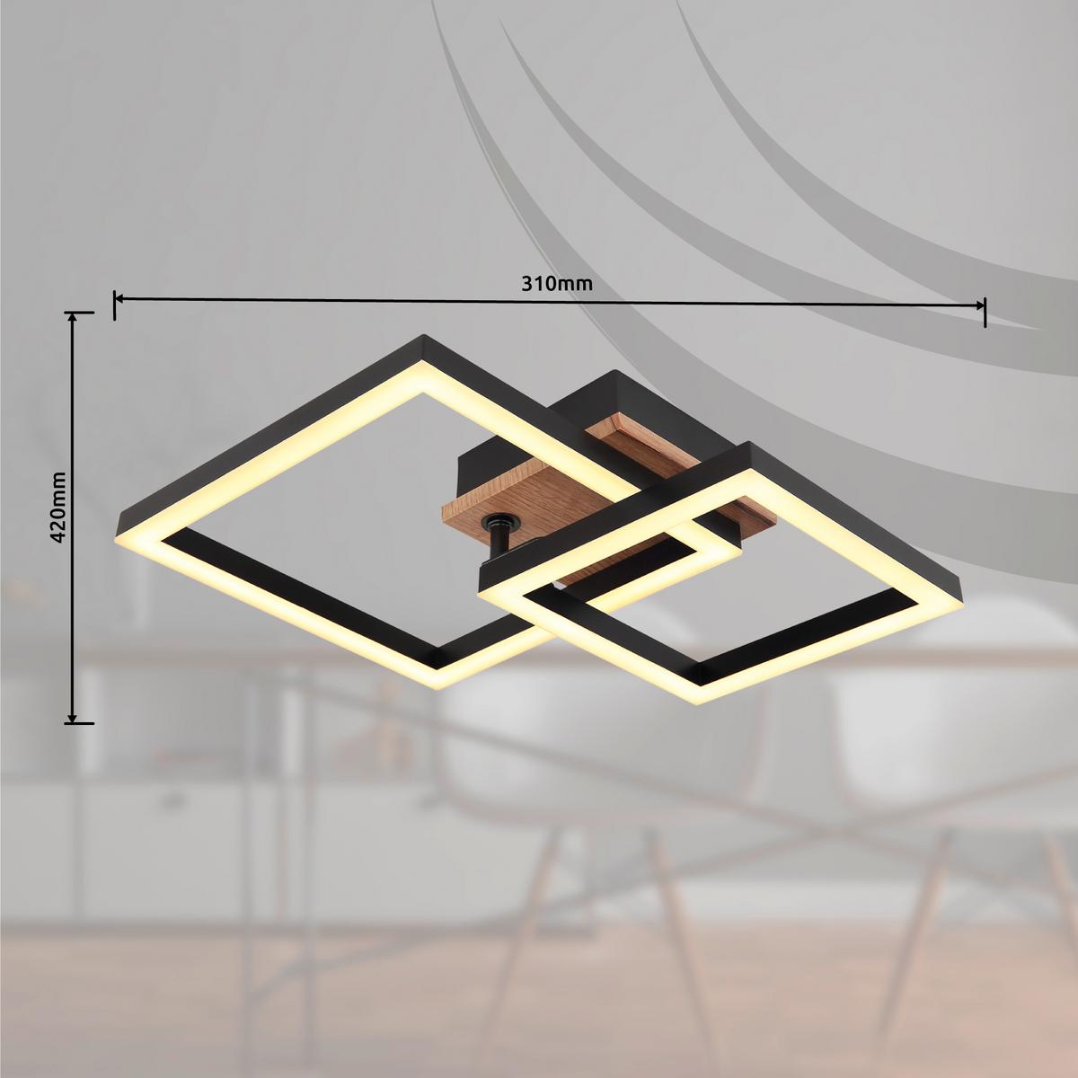 Stropna Led-svetilka Bard, S Sijalko - črna/temno rjava, Basics, kovina/umetna masa (42/31/8cm) - Globo