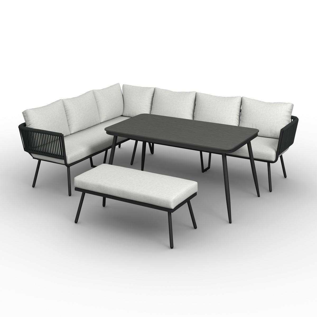 Jedilna Lounge Garnitura Camea, Svetlo Siva, 3-Delno - temno siva/svetlo siva, Moderno, kovina/umetna masa - Bessagi Garden