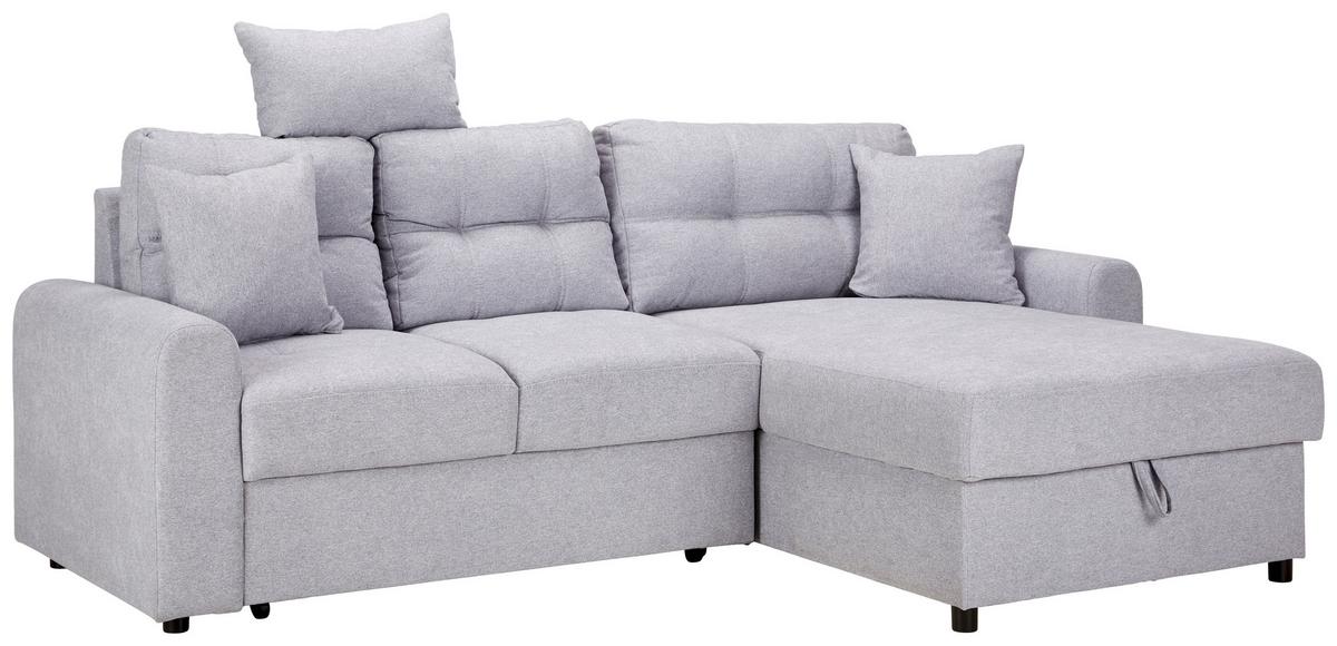 Ecksofa in Grau mit Schlaffunktion - Schwarz/Grau, Konventionell, Kunststoff/Textil (232/89/153cm) - Mömax