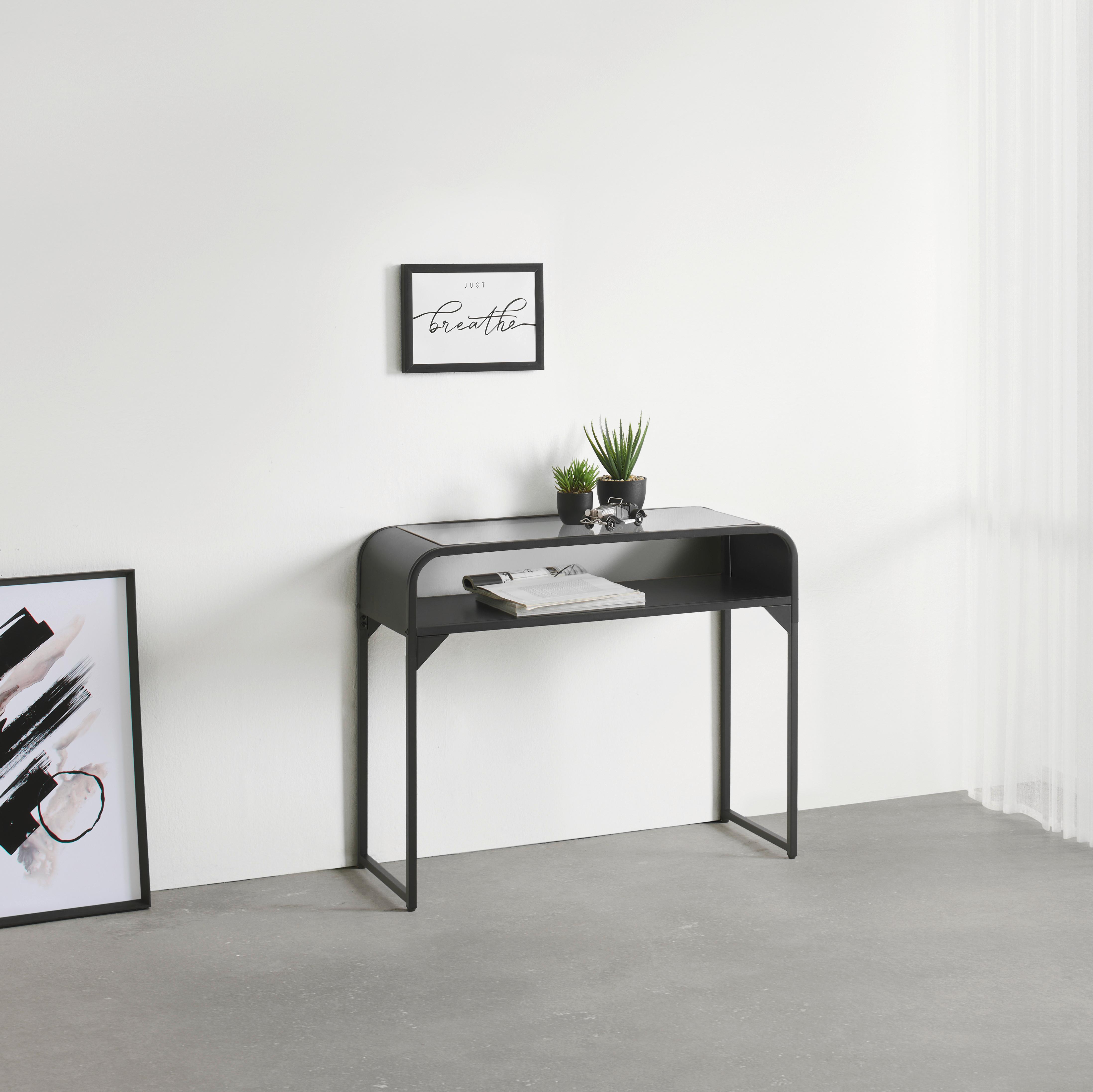 KONSOL FLORENZ -EXKLUSIV- - svart, Modern, metall/trämaterial (90/75/35cm) - Mömax