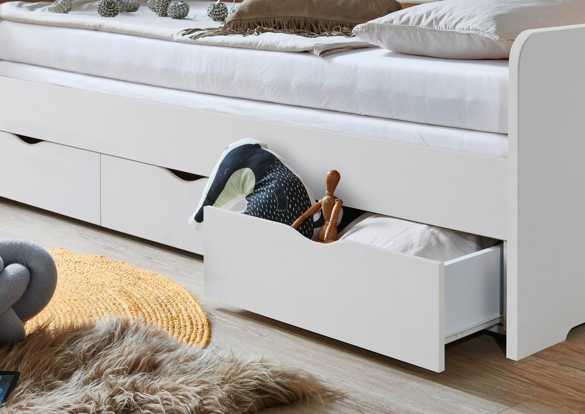 Raztegljiva Postelja Star, Bela, 90-180x200 - bela/barve bukve, Konvencionalno, leseni material/les (90-180/200cm) - Mömax
