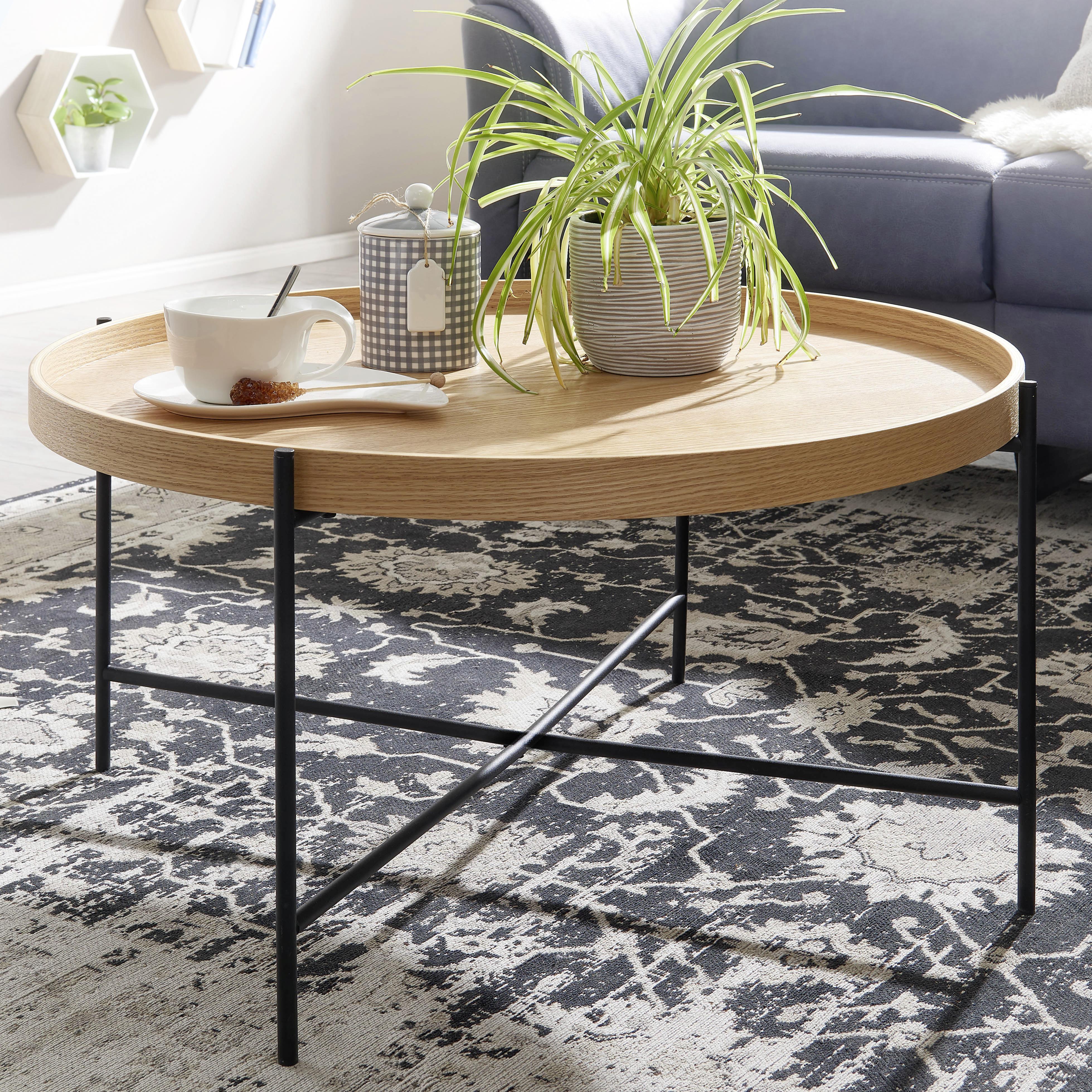Couchtisch rund Holzdekor Braun/Schwarz - Schwarz/Braun, MODERN, Holzwerkstoff/Metall (78/78/40cm) - MID.YOU