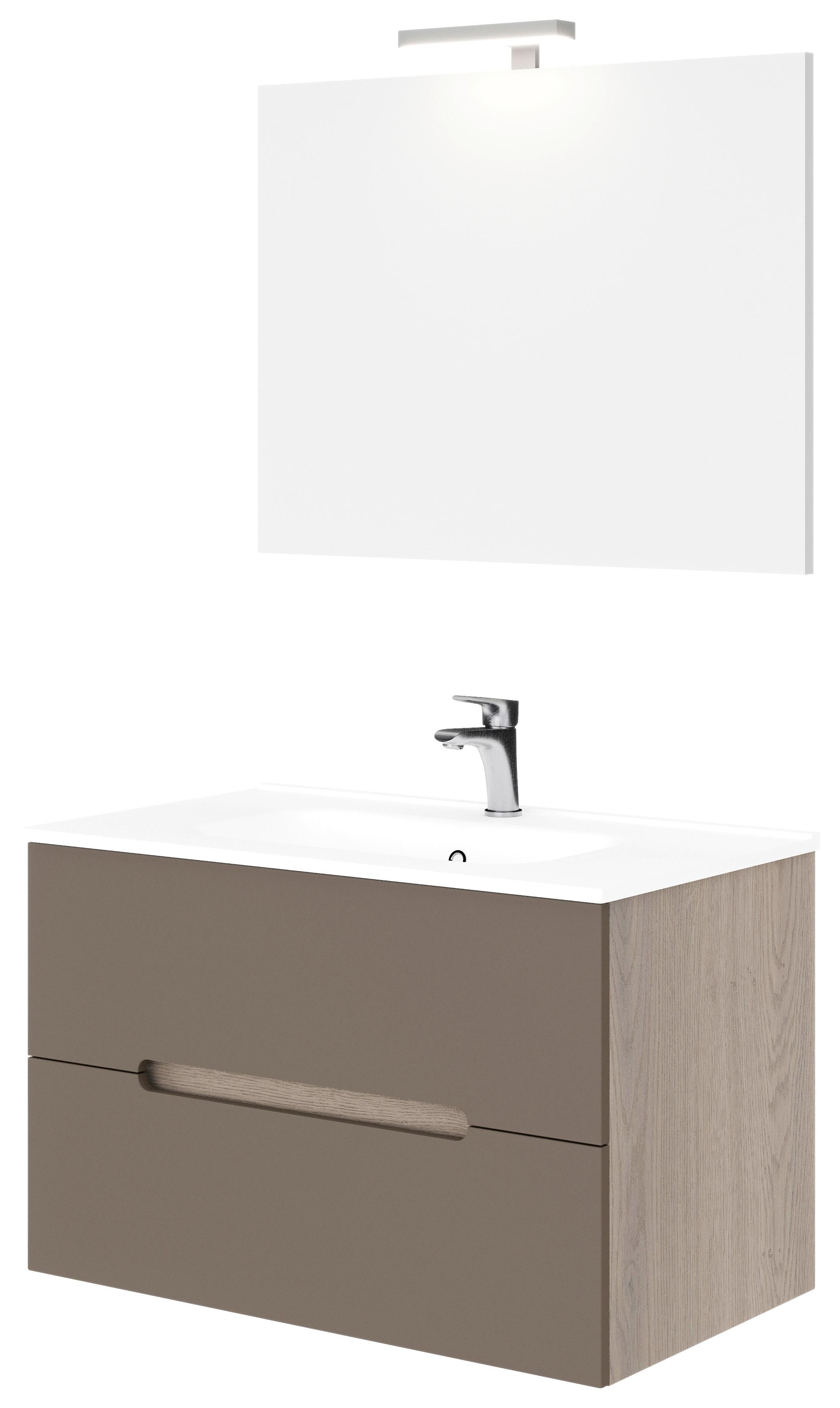 Fürdőszoba Szett Iris - szürkésbarna/taupe, Design, faalapú anyag (80/47/53cm)