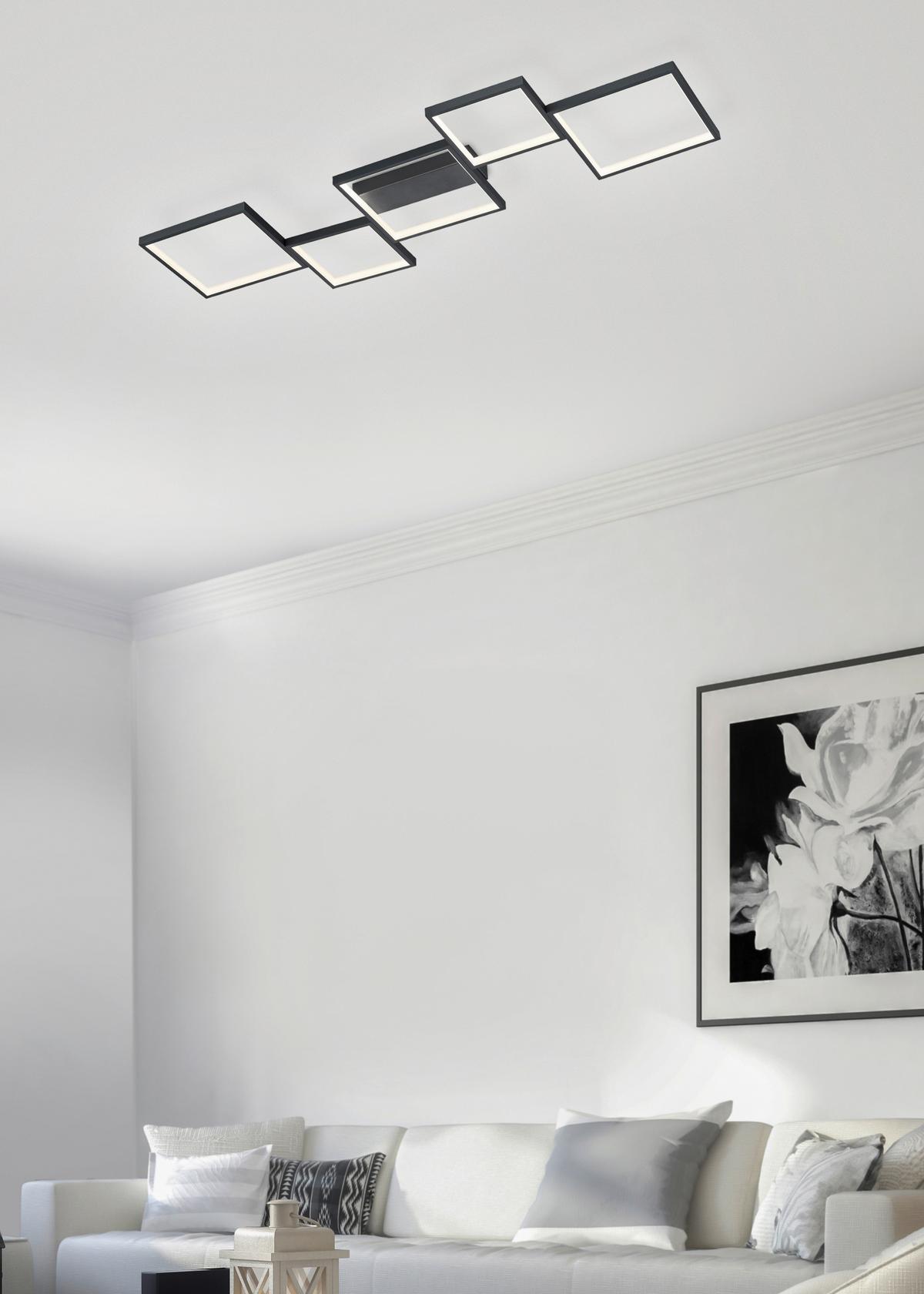 LAMPA SUFITOWA LED 627710532 SORRENTO - czarny/biały, Basics, tworzywo sztuczne/metal (120,5/6,0/48,5cm) - Trio Leuchten