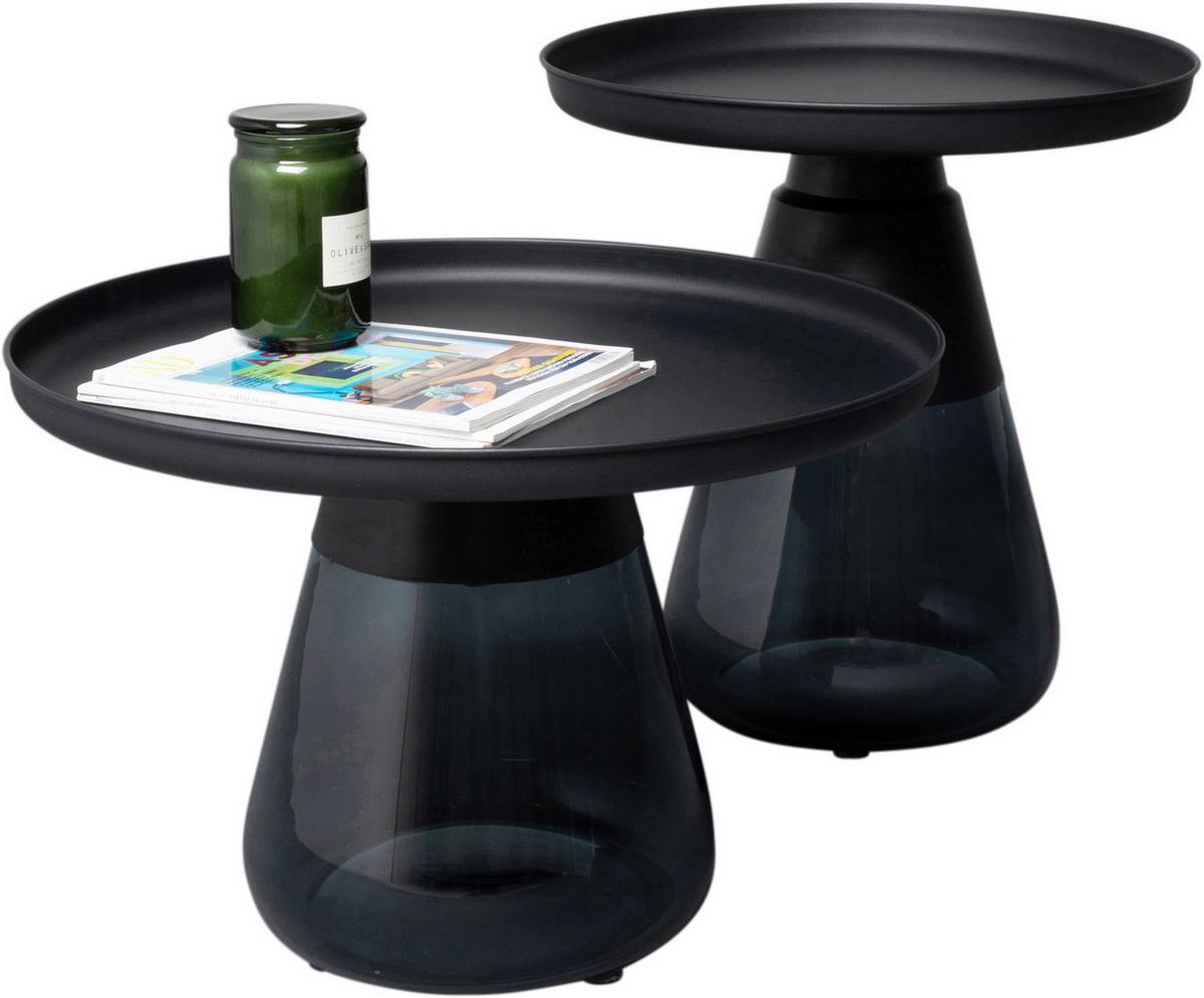Beistelltisch Bottiglia Schwarz/Blaugrau - Blaugrau/Schwarz, MODERN, Glas/Metall (60/43/60cm) - Kare-Design