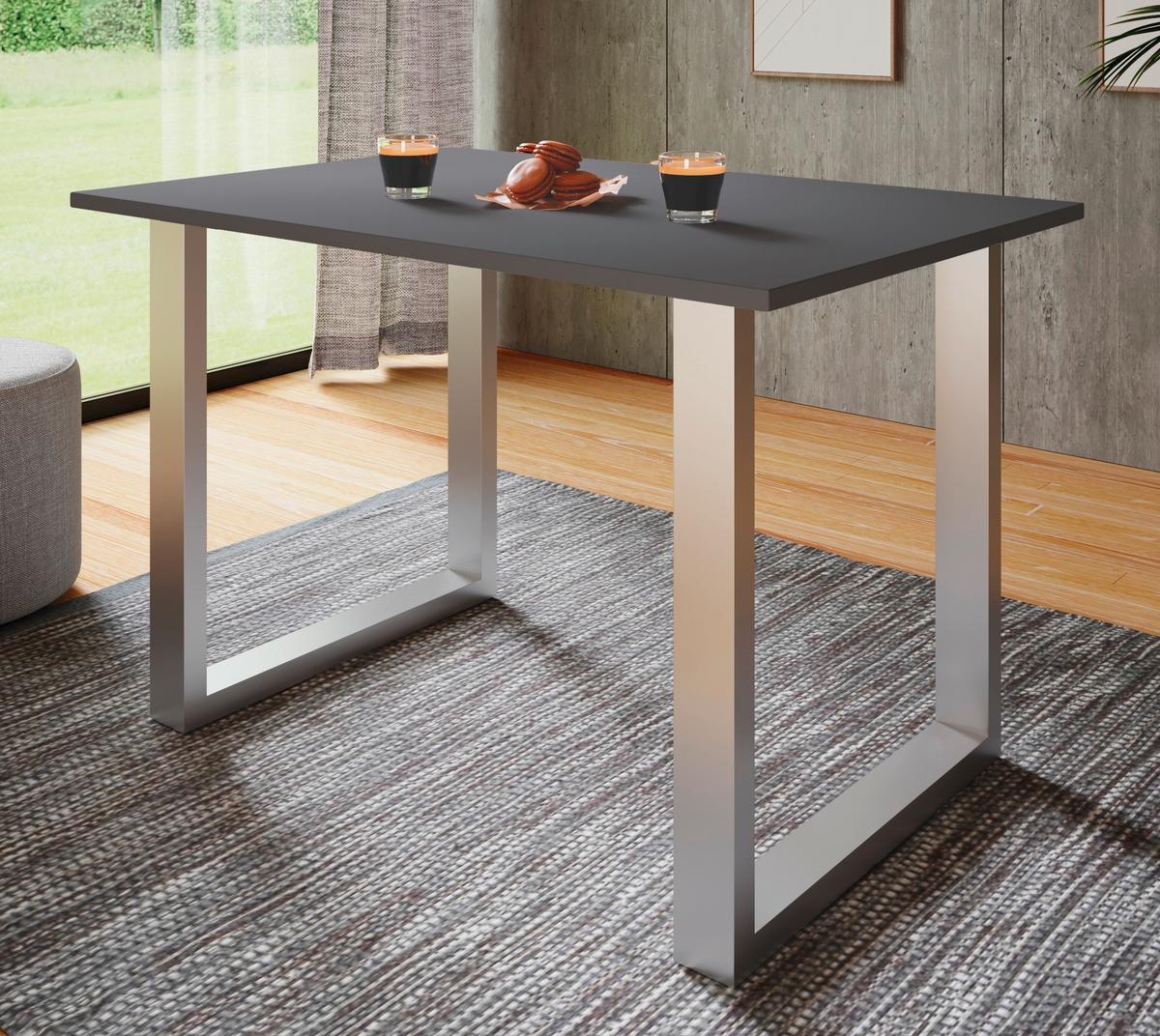 SCHREIBTISCH LONA - Anthrazit/Silberfarben, Design, Holzwerkstoff/Metall (110/80/76cm) - MID.YOU